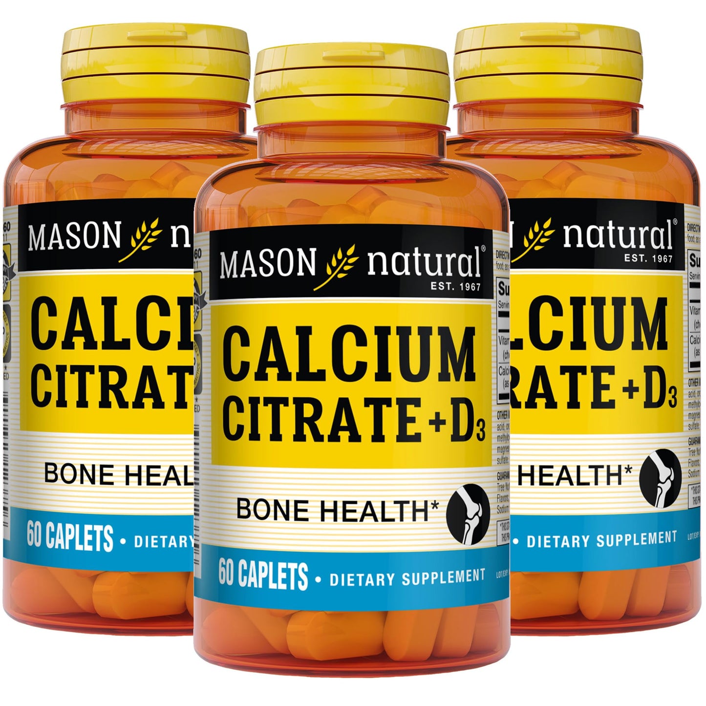 Mason Natural Calcium Citrate Plus Vitamin D3 Caplets 180