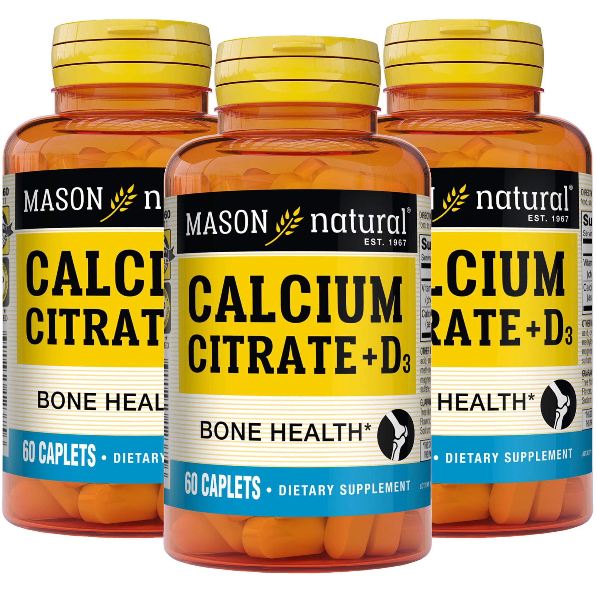 Mason Natural Calcium Citrate Plus Vitamin D3 Caplets 180