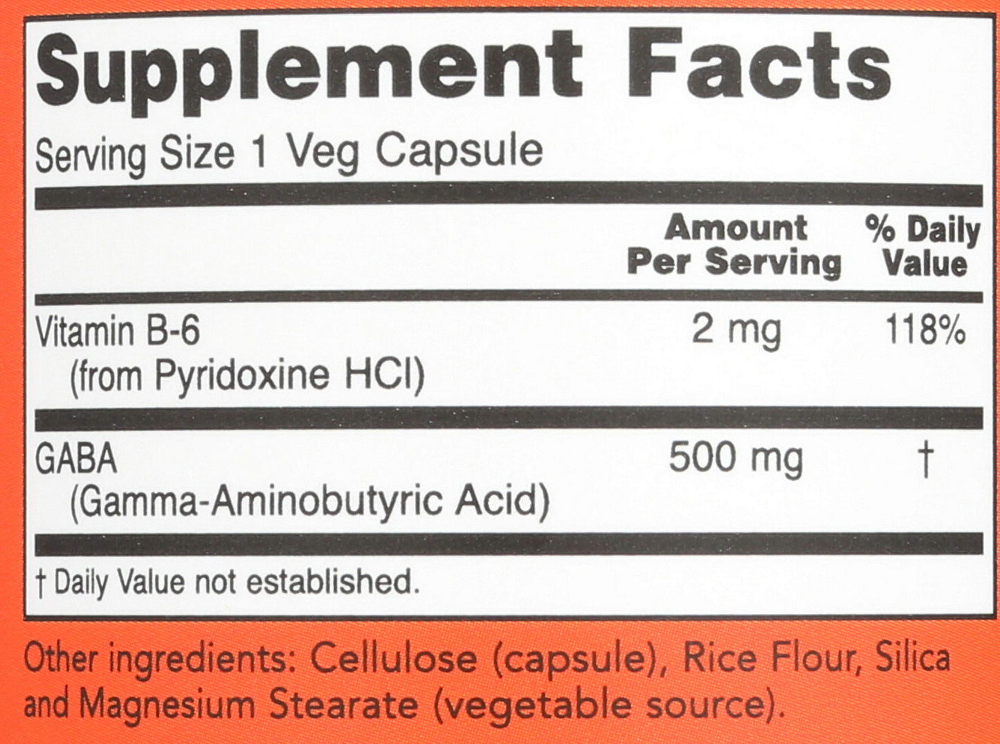 NOW Foods GABA 500 Mg Capsule, 100 Count