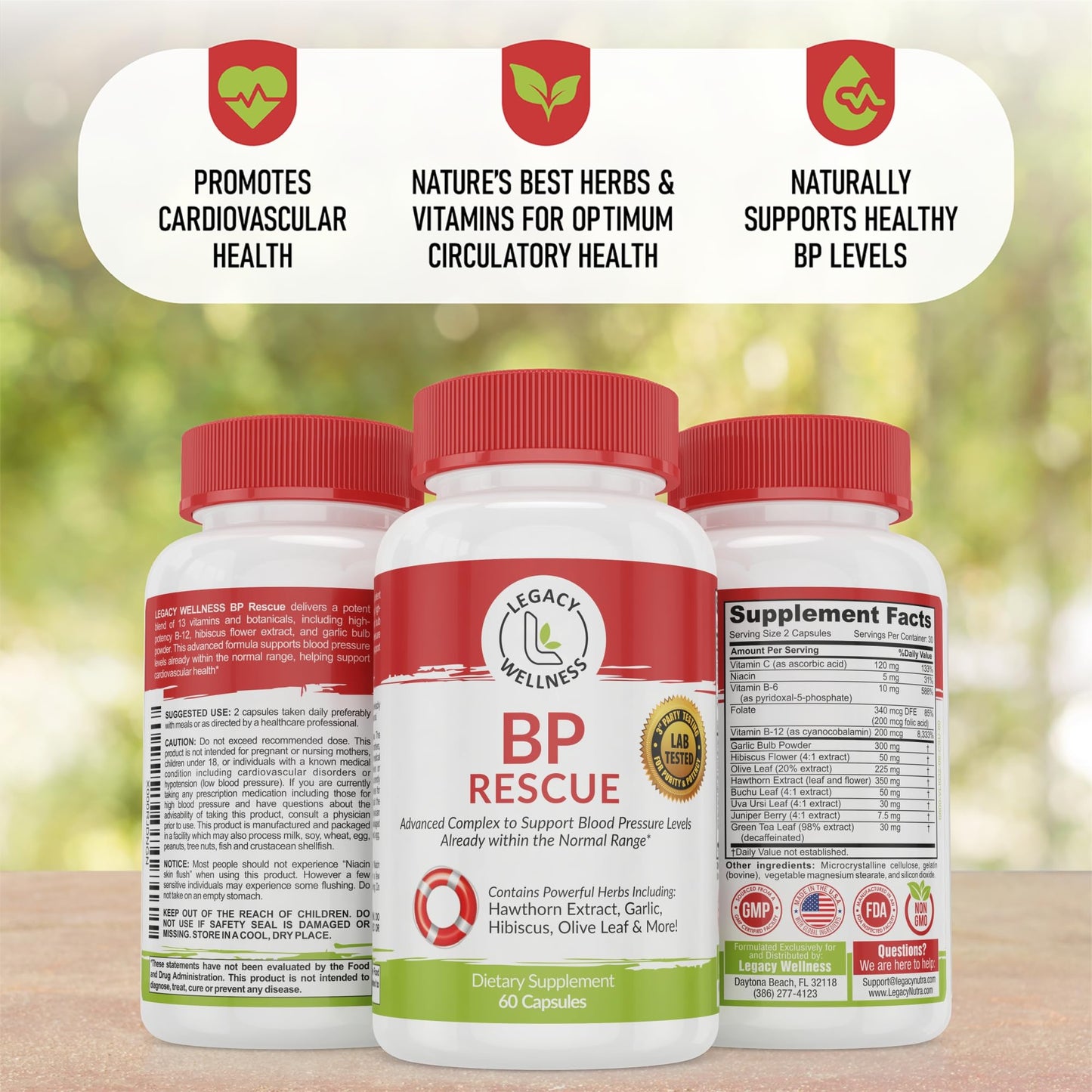 LegacyNutra BP Rescue Blood Pressure Support Capsules 60 Count