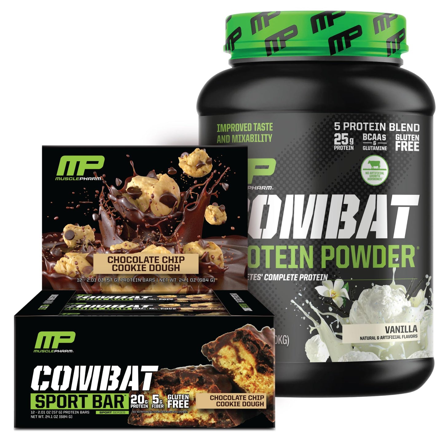 Muscle Pharm Combat Protein Powder 2 lb Vanilla and Chocolate Chip Cookie Dough