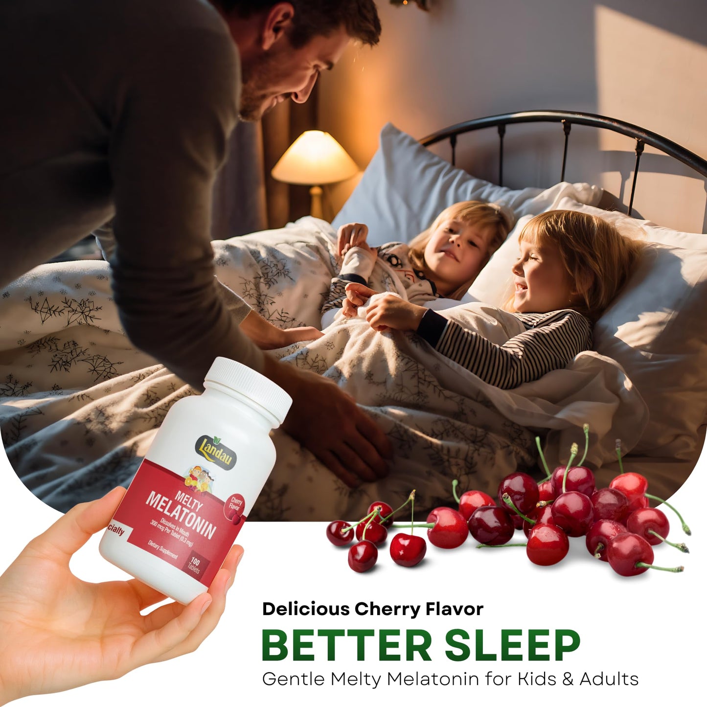LANDAU 0.3mg-300mcg Melty Melatonin for Kids & Adults Tablet, 100 Tablets