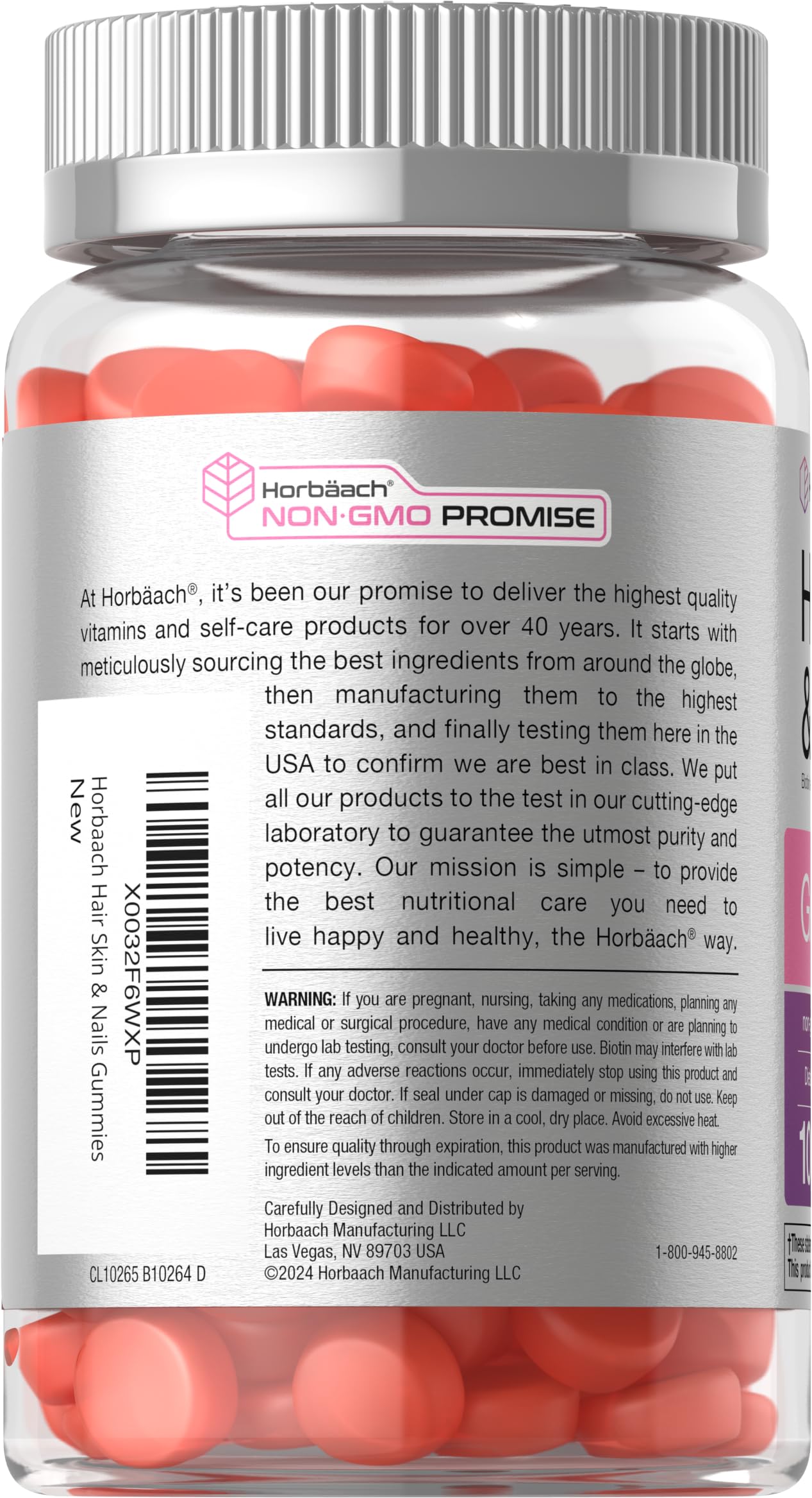 Horbäach Hair Skin and Nails Gummies 100 Count