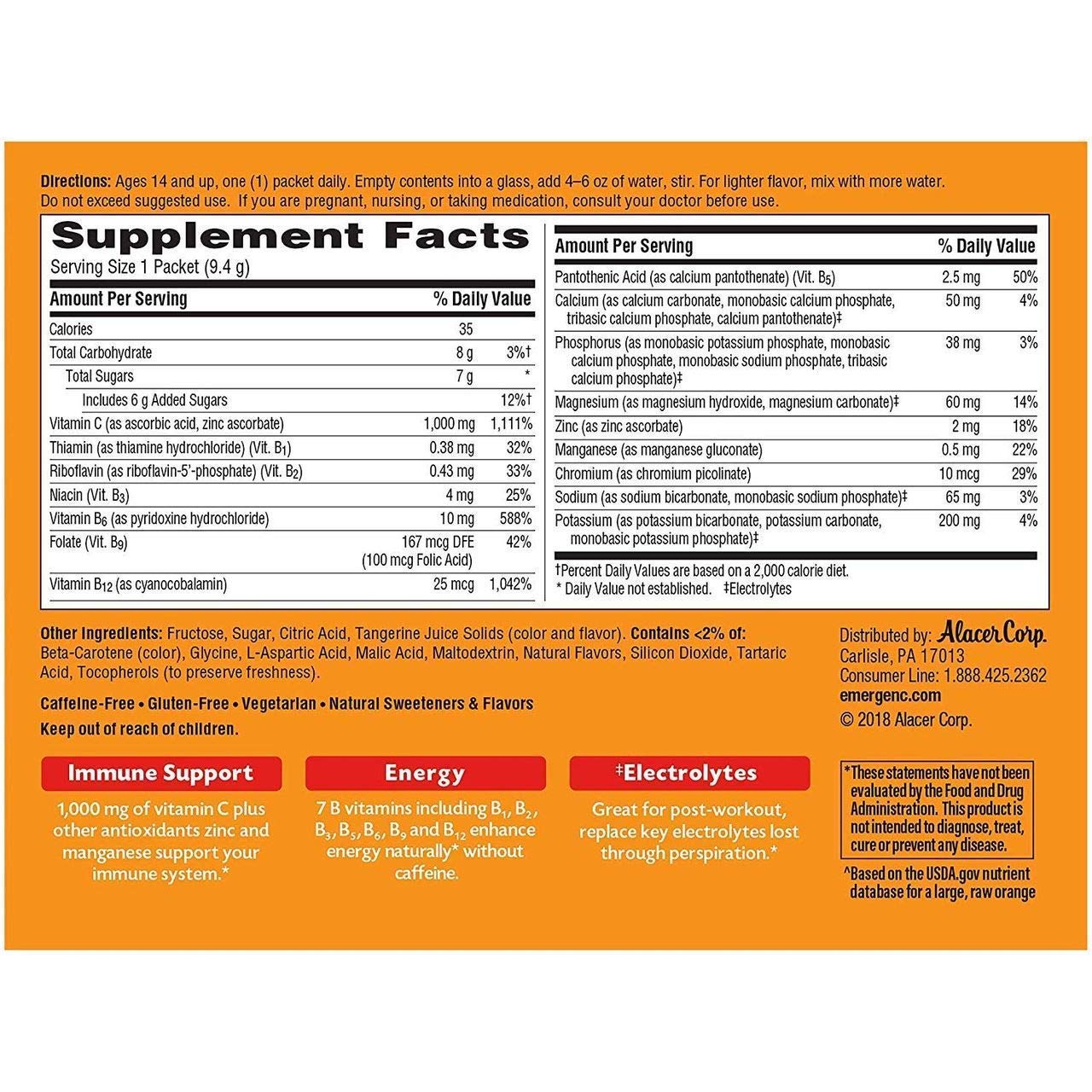 Emergen-C Tangerine Vitamin C Powder, 3-Pack