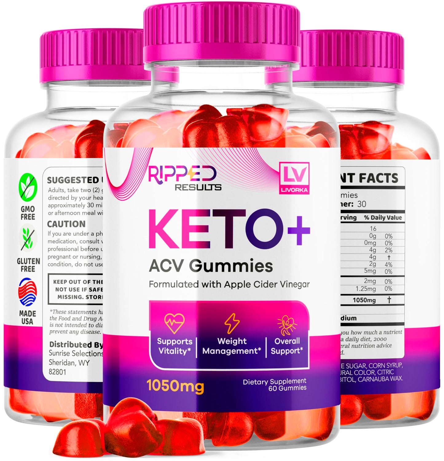 LIVORKA Ripped Results Keto Gummies, 300 Gummies