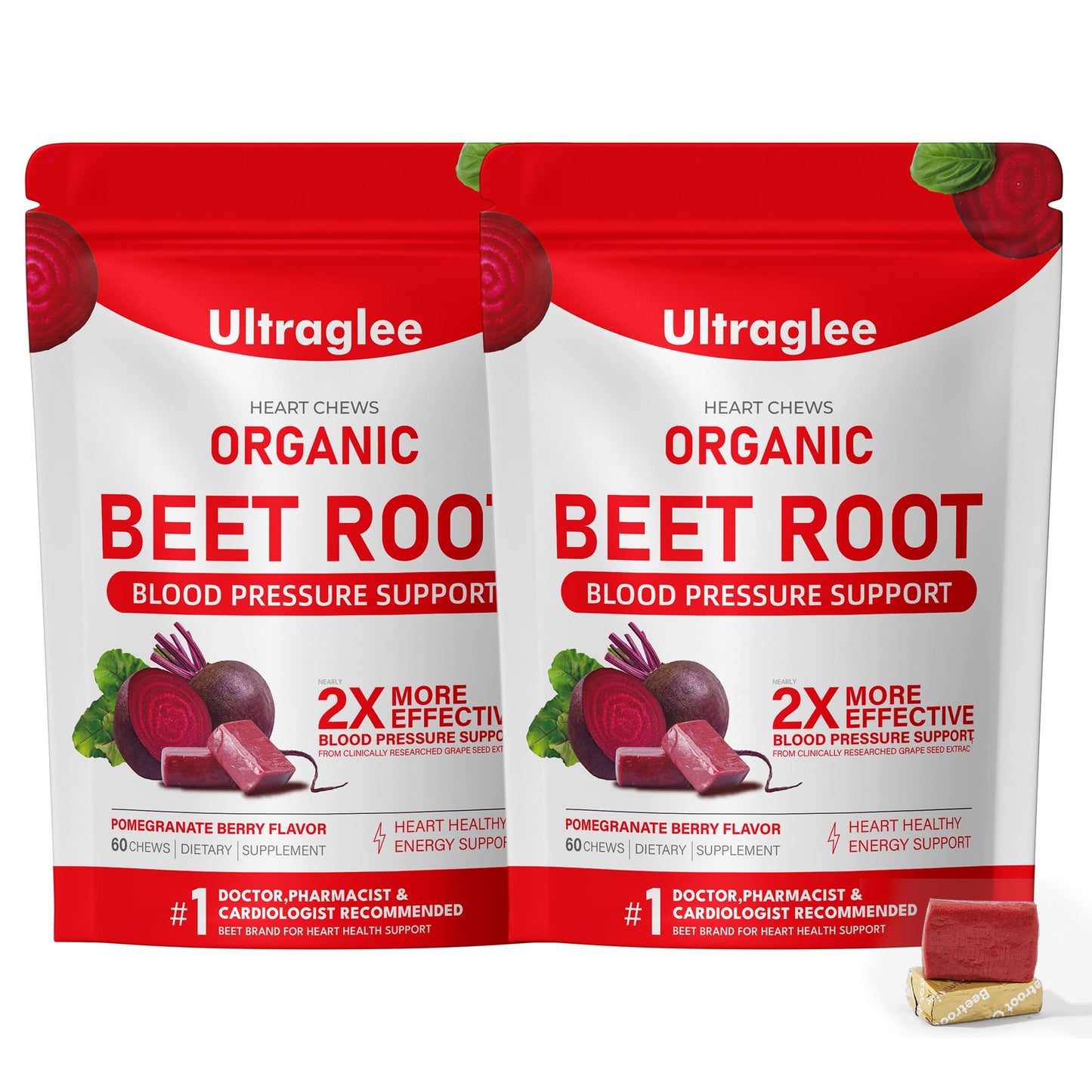 Ultraglee Beet Chews with Grape Seed Extract & Beet Root Powder Energy Supplement, 120 Chews