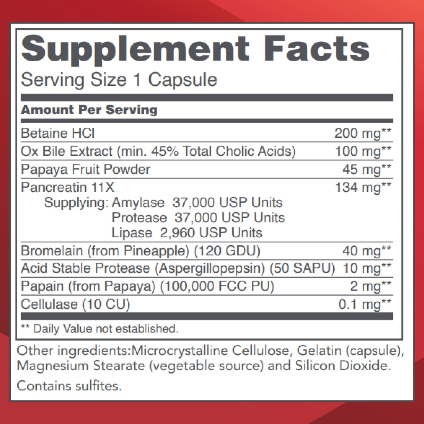 Protocol for Life Balance Enzymes-HCl Digestive Enzymes with Bromelain - Full Spectrum of Proteases Digestion Supplement - Soy & Dairy Free, 120 Capsules