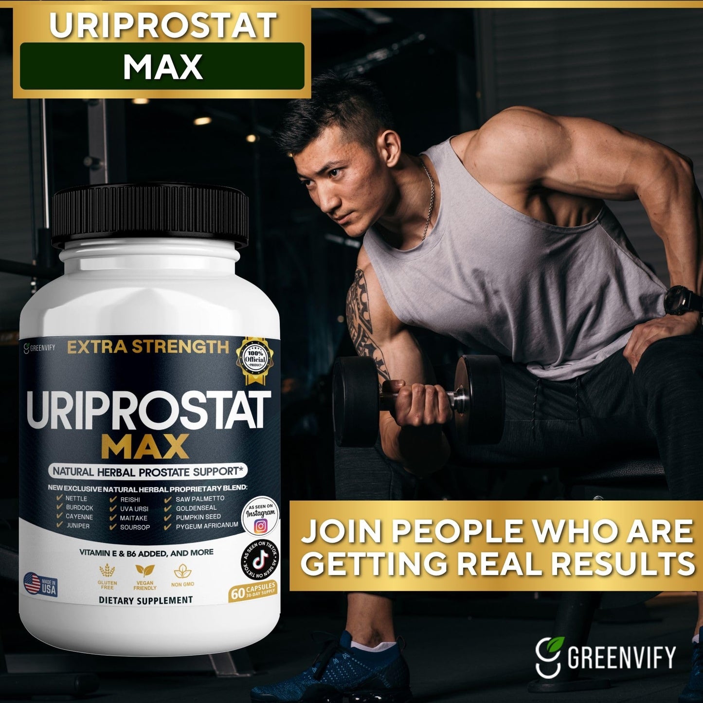 GREENVIFY Uriprostat Max Extra Support Capsule, 60 Capsules