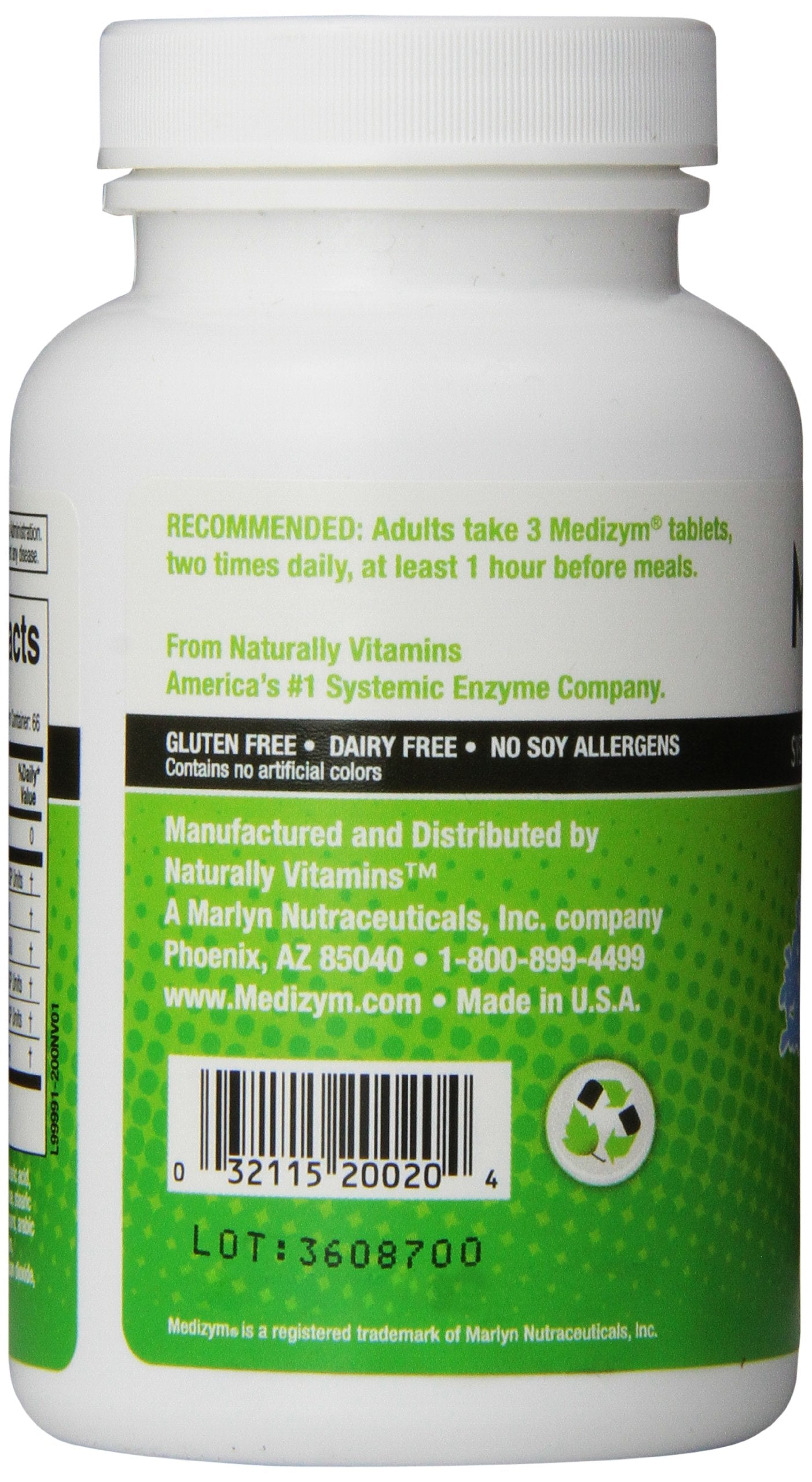 Medizym Naturally Vitamins Systemic Enzyme, Joint & Immune Support 200 Tablets
