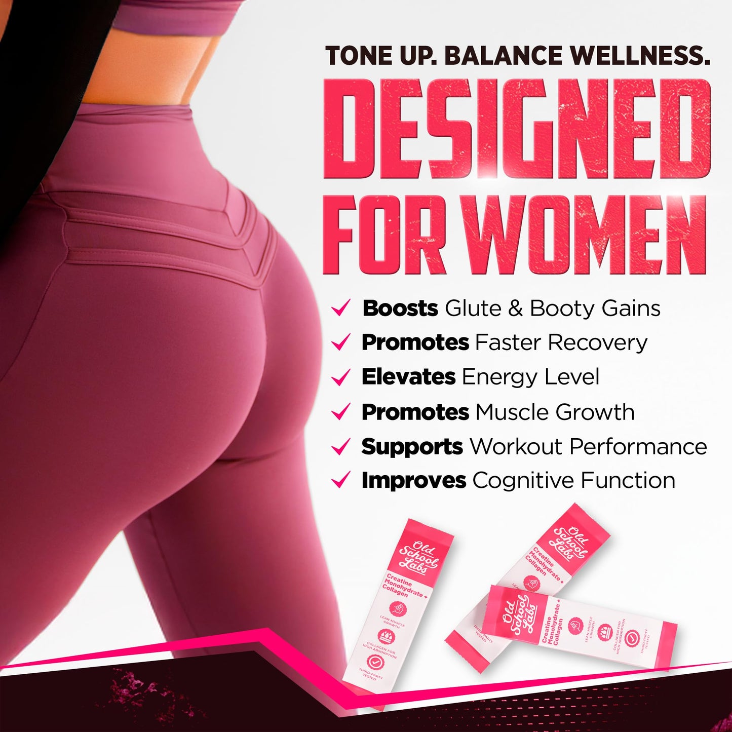 Old School Labs Creatine for Women with Collagen and BCAA Unflavored Powder 8.57