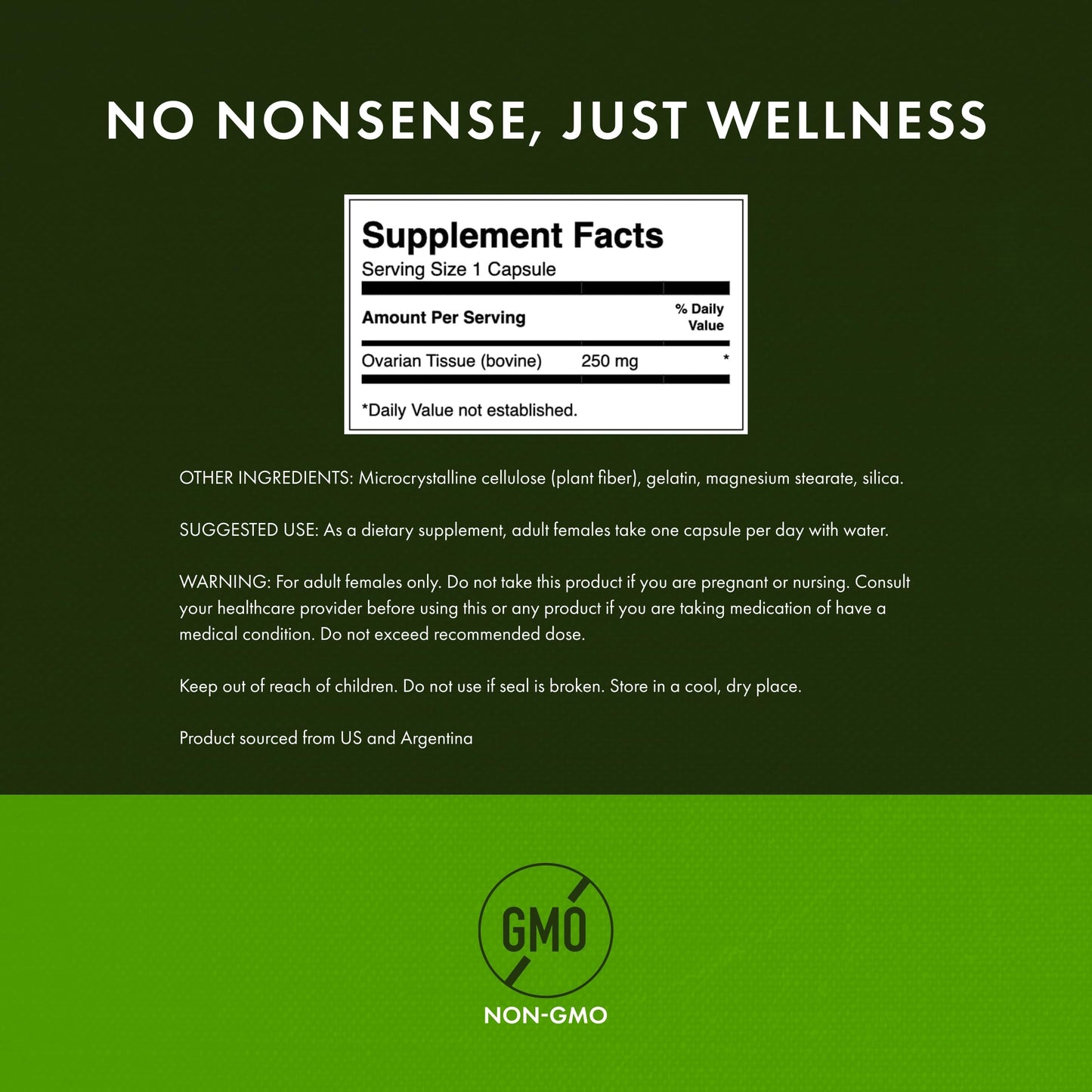 Swanson Ovarian Glandular Supplement Capsules, 60 Count