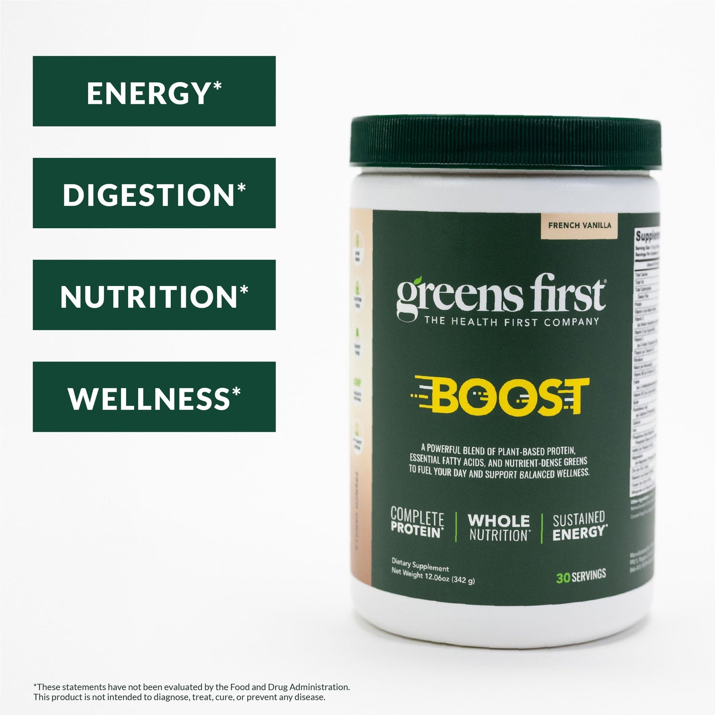 Greens First Boost Superfood Shake Mix French Vanilla Powder 12.06 Ounce