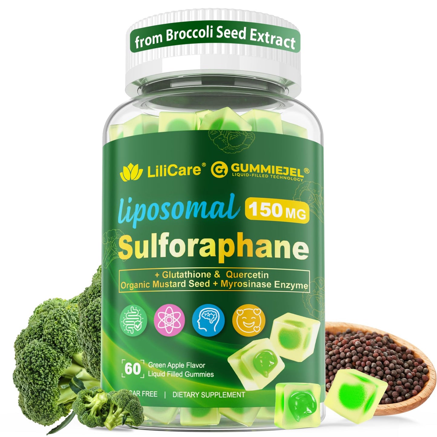 LILICARE Liposomal Sulforaphane Supplement 150mg Gummies, 60 Count