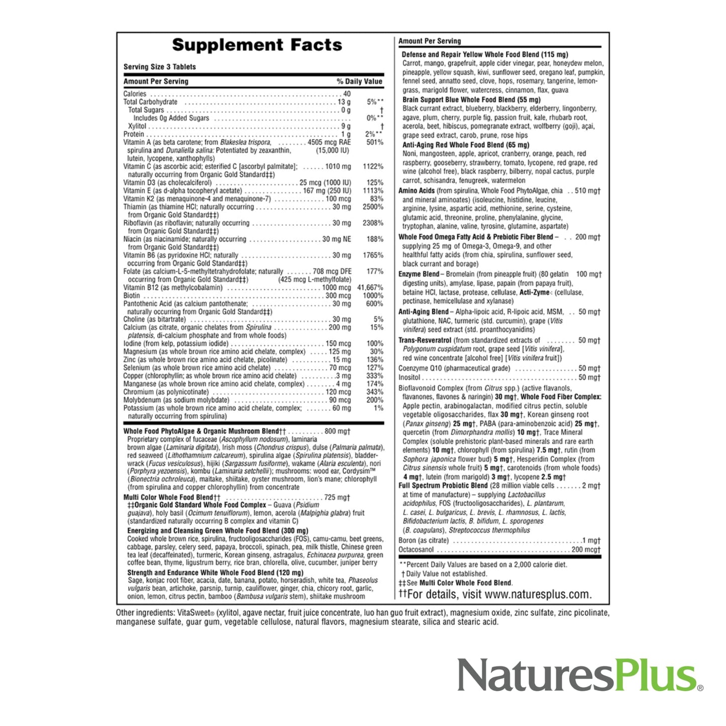 NaturesPlus Source of Life GOLD Multivitamin Chewable 180