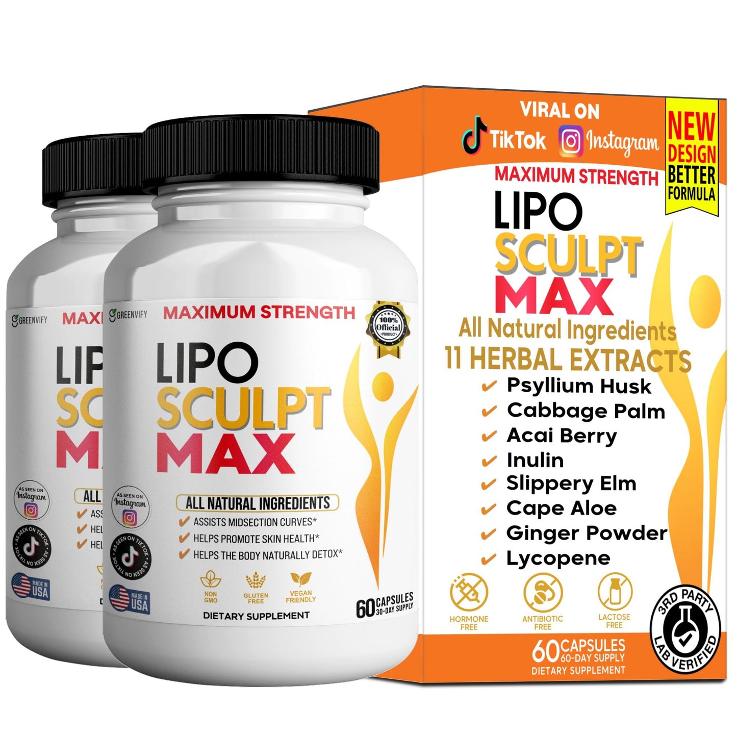GREENVIFY Lipo Sculpt Max Maximum Strength Dietary Supplement 60 Capsules