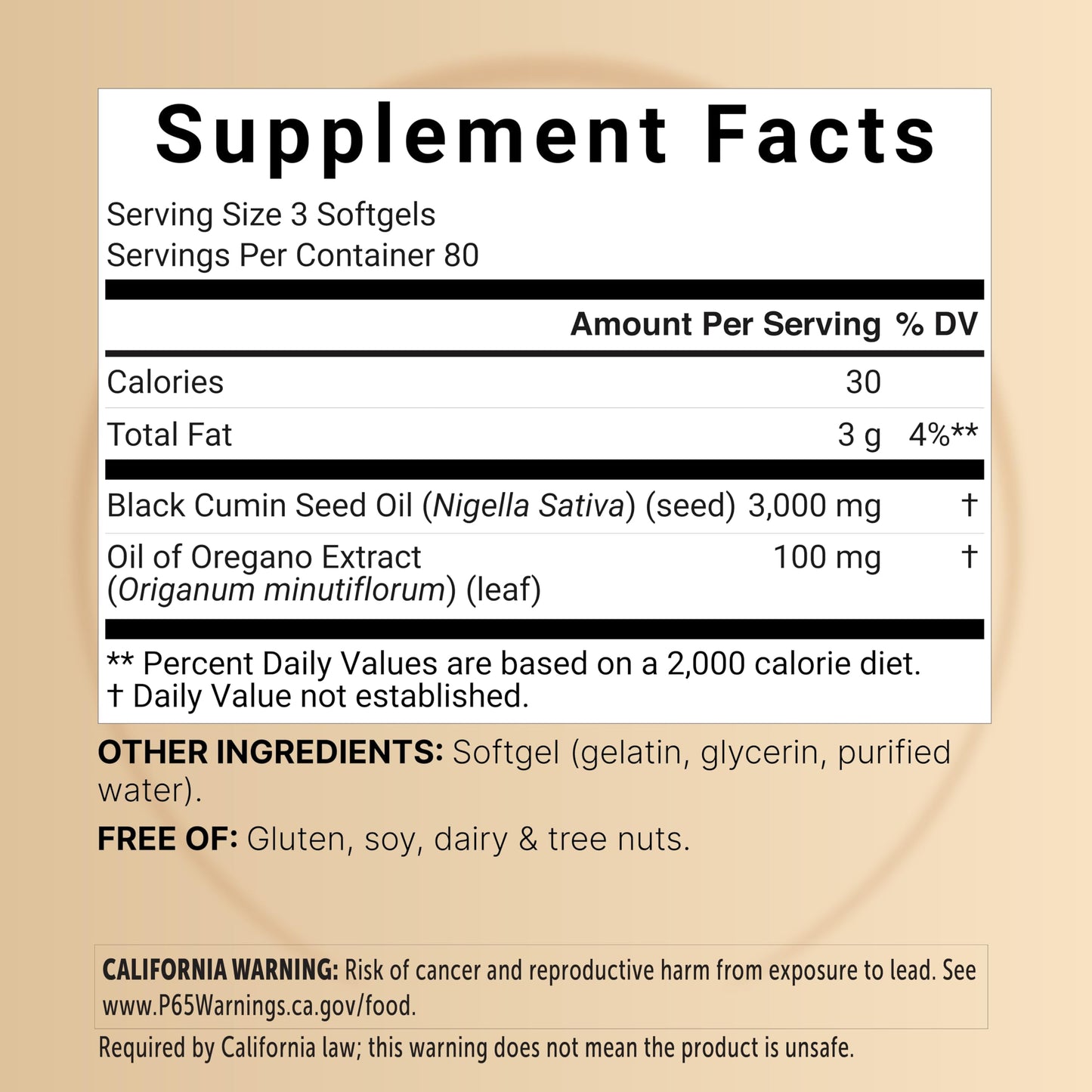 NatureBell Black Seed Oil 3,000 mg Per Serving Softgels, 240 Count