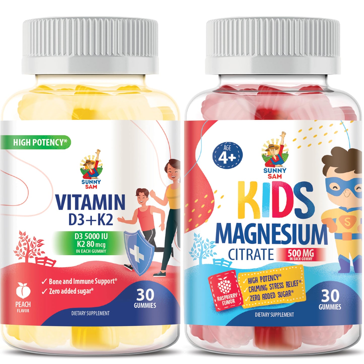 SUNNY SAM Magnesium Gummies for Kids & Adults Chewable 30-count