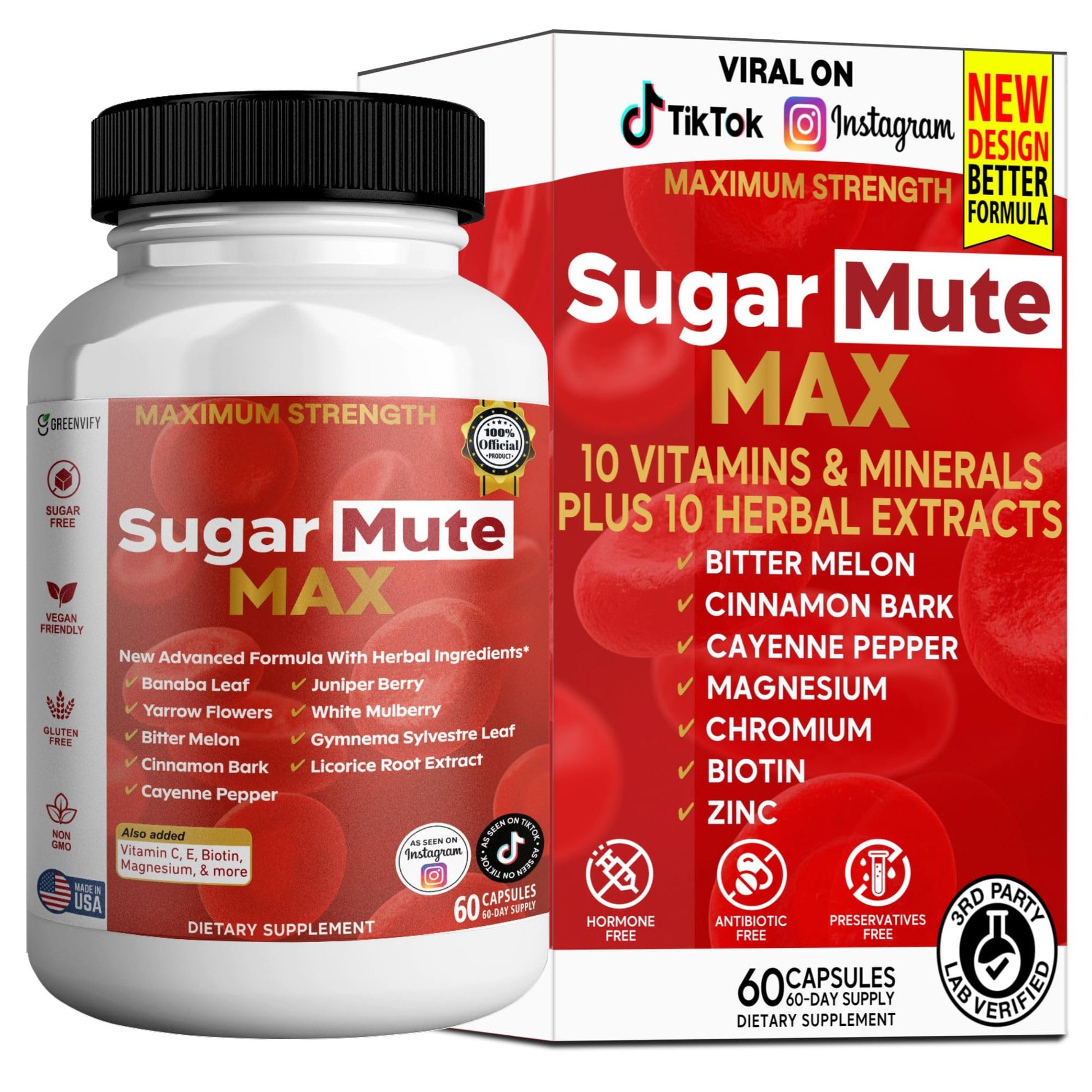 GREENVIFY Sugar Mute Max Blood Sugar Support Capsule, 60 Count