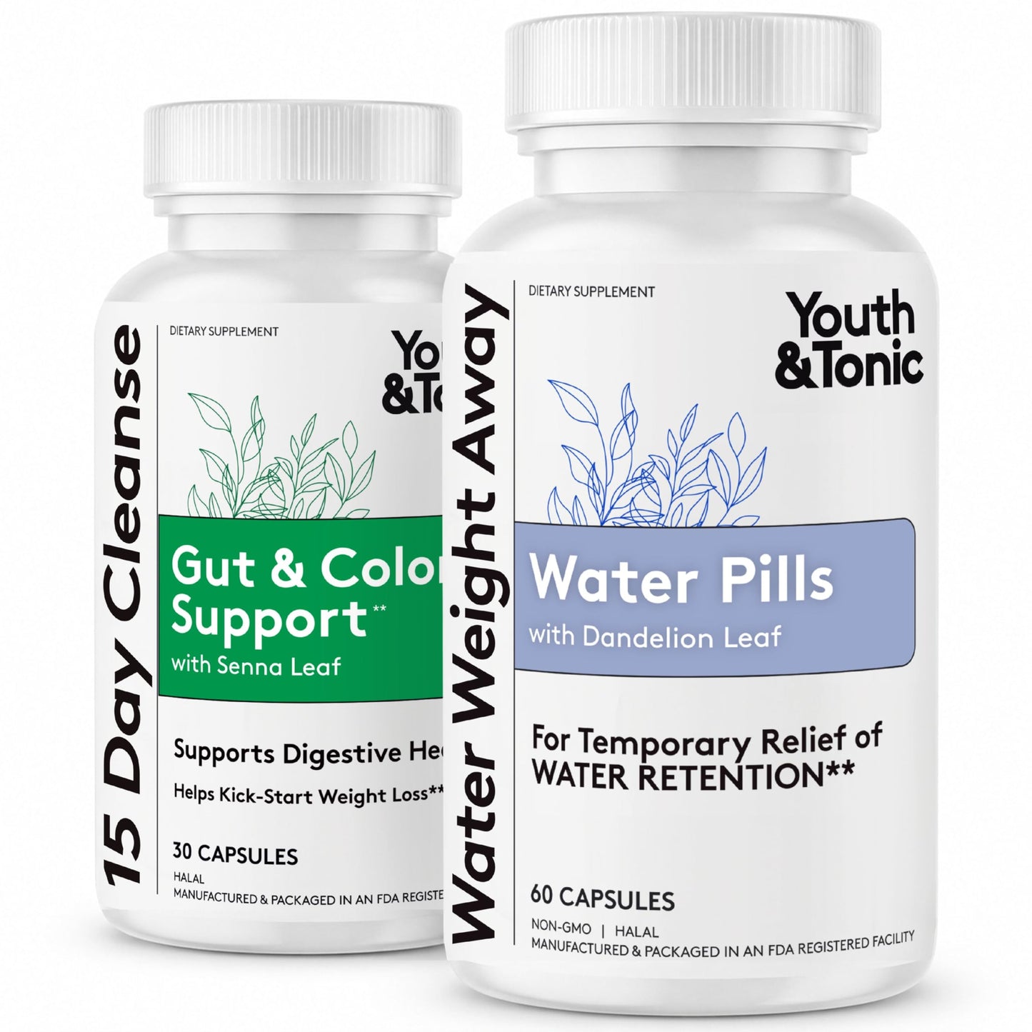 Youth & Tonic Water Pills Weight Loss for Women + 15 Day Cleanse Detox Capsule 1