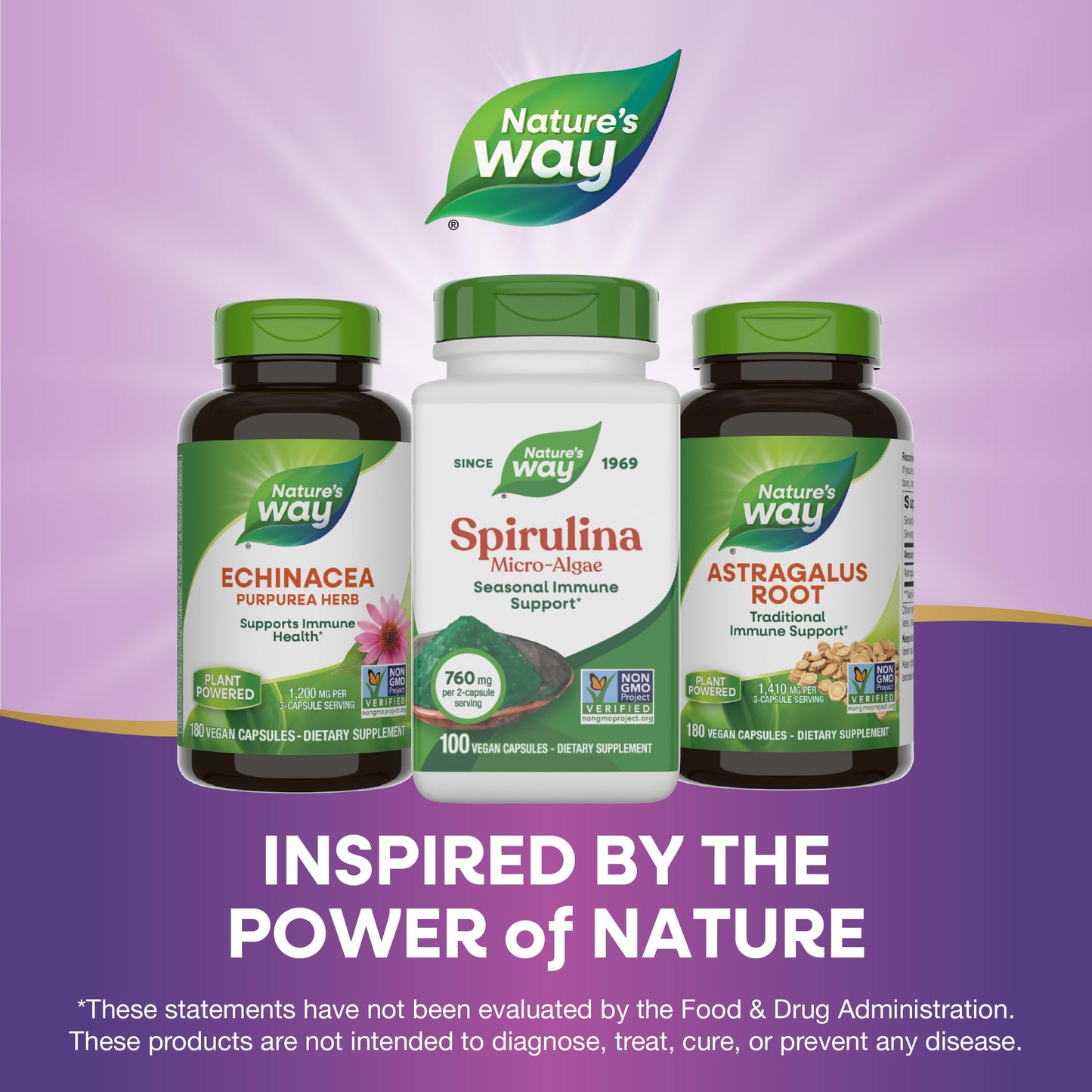 Nature's Way Spirulina Micro-Algae, Seasonal Immune Support Capsule, 100 Capsules