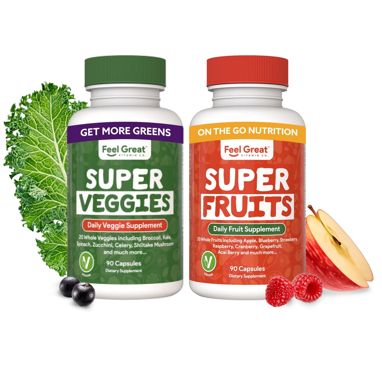 The Feel Great Vitamin Company Feel Great Fruit and Vegetable Supplements Capsules 90 Count
