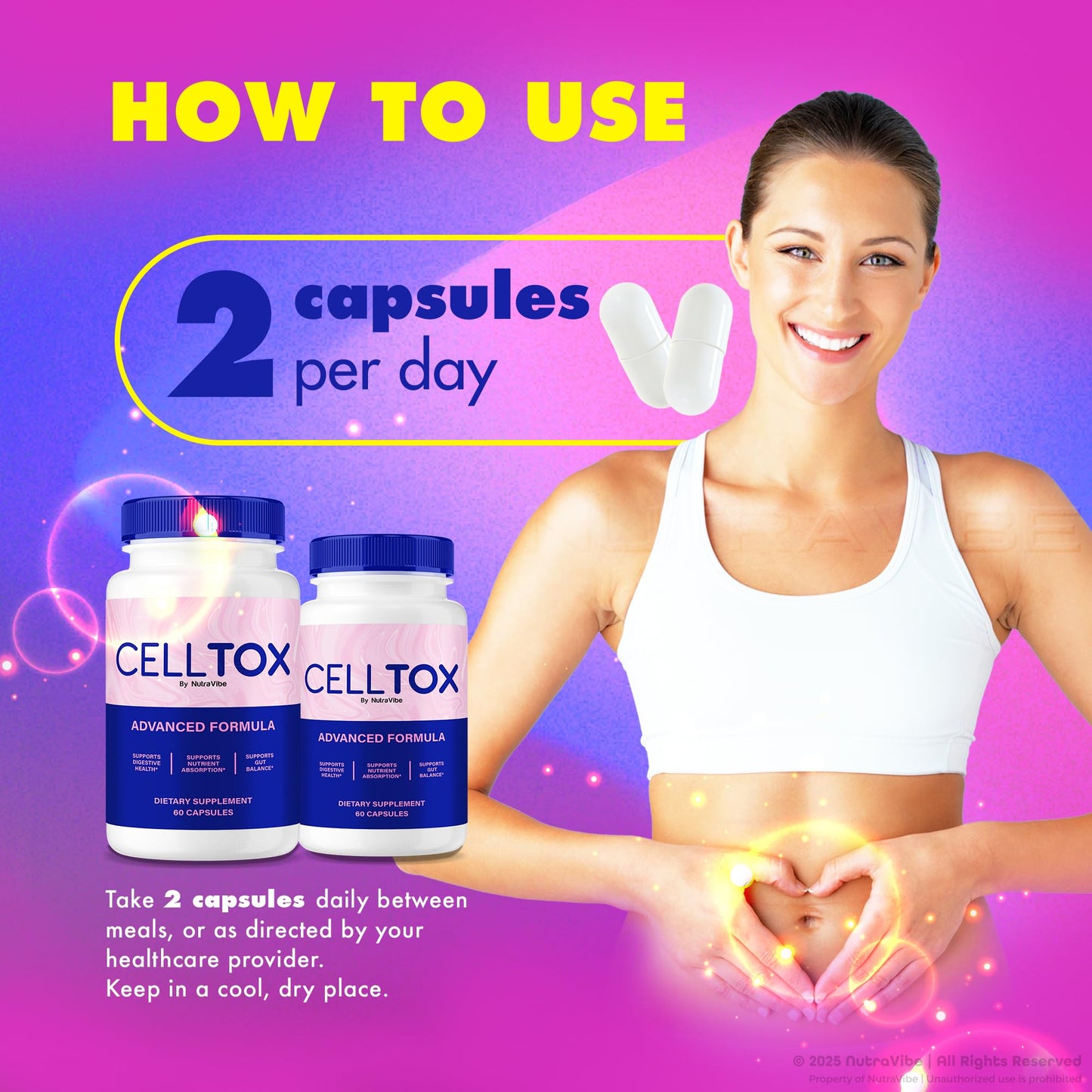 NutraVibe CellTox Daily Gut & Digestive Support Capsule 60 Count