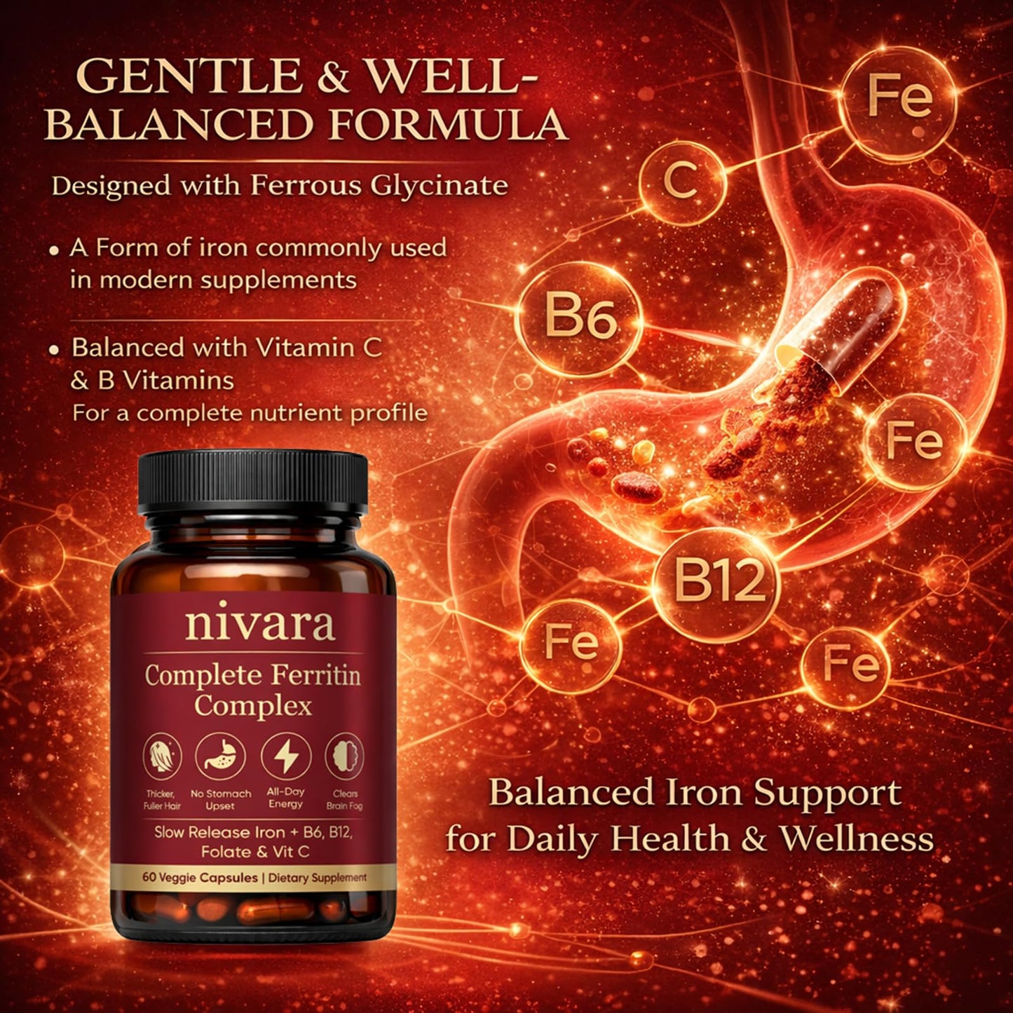 DXWXH Nivara Ferravital Complete Ferritin Complex 60 Capsules