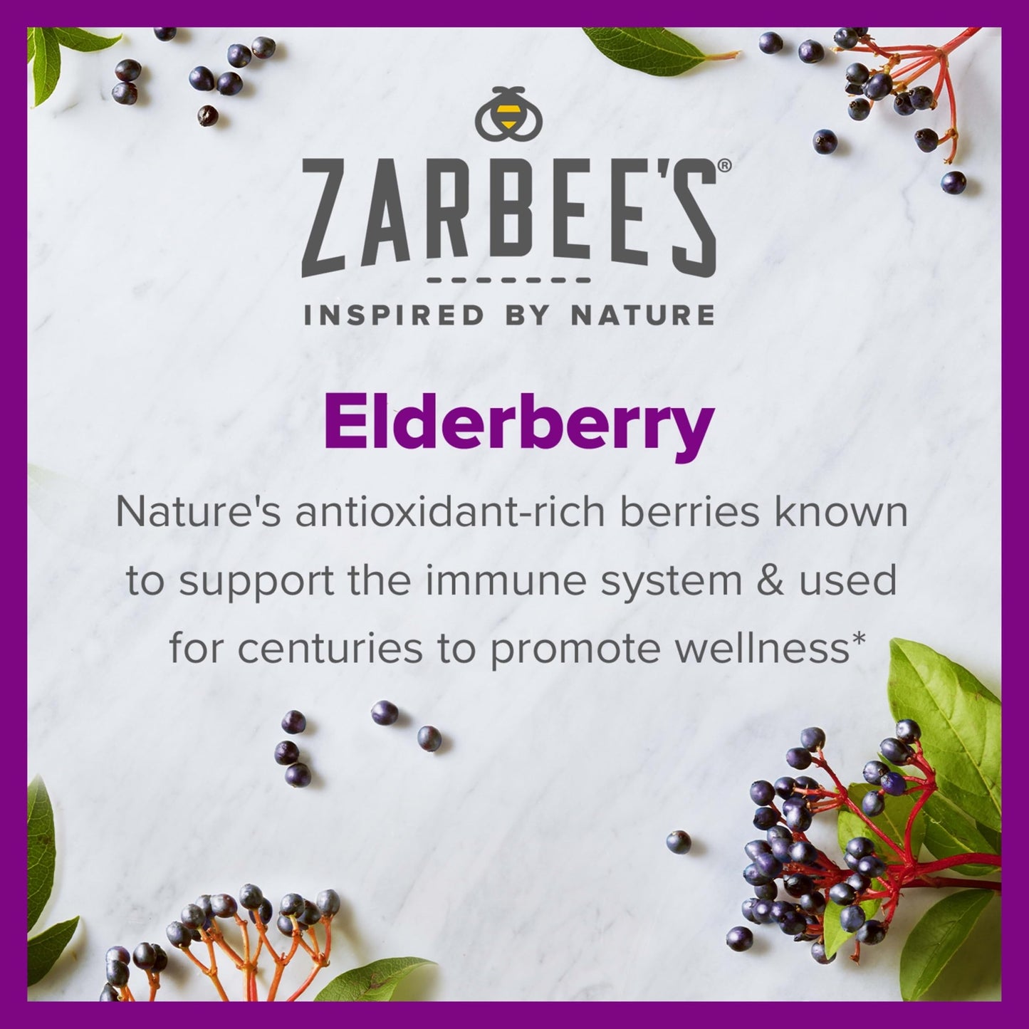 Zarbee's Daily Immune Support Gummies with Real Elderberry, Vitamins A, C, D3, E, Zinc, 60 Count