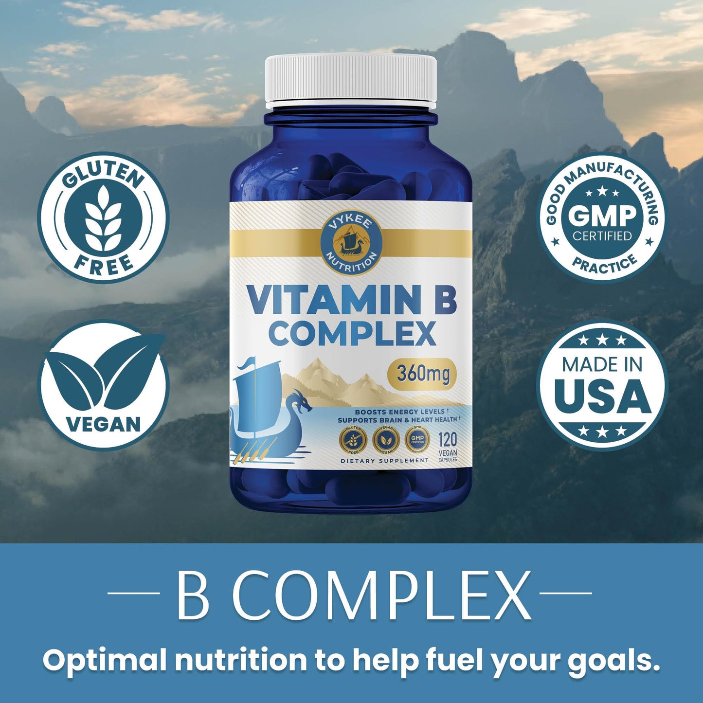 Vykee Nutrition B Complex Supplement Capsules 120 Capsules