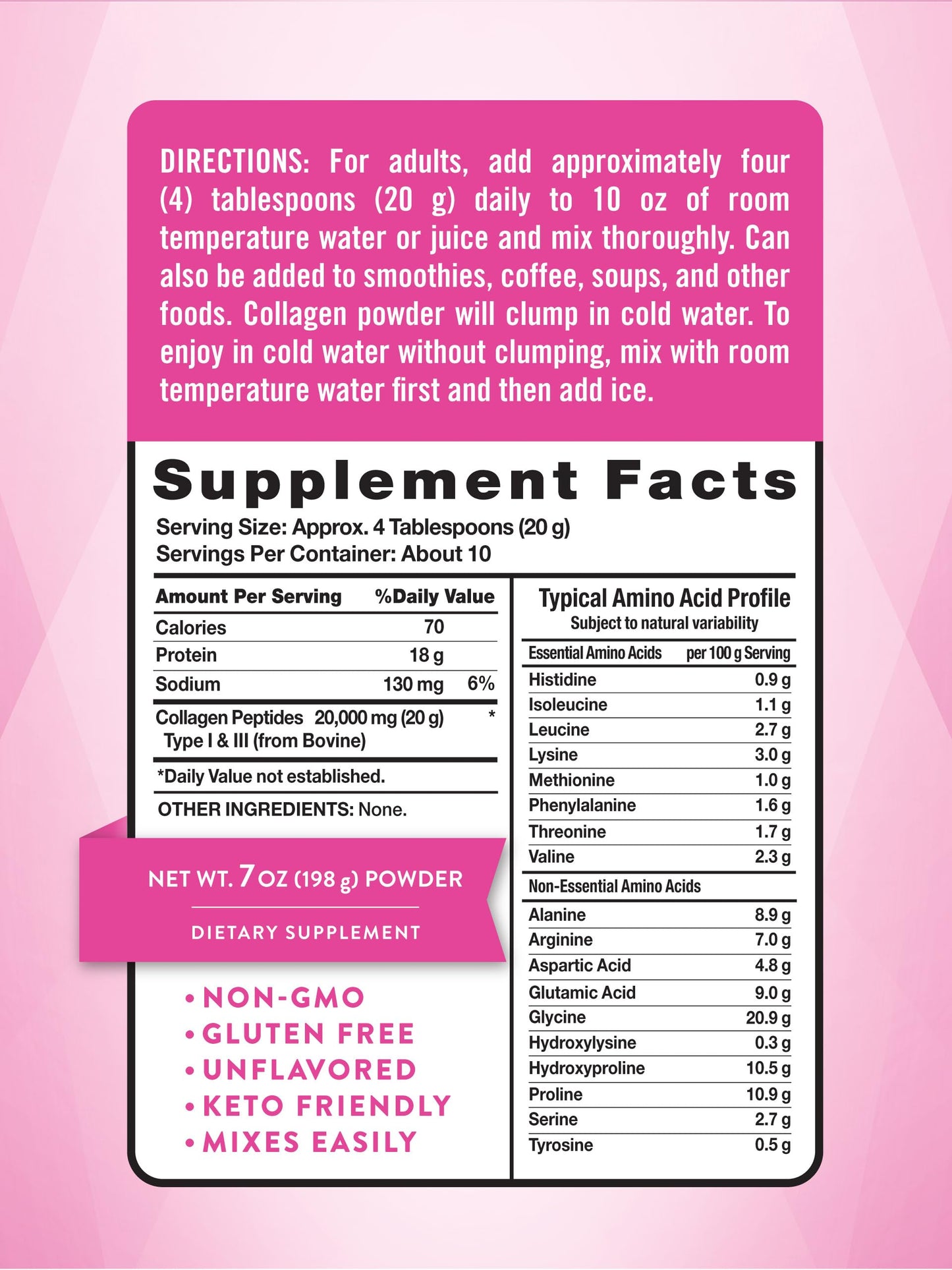 Nature's Truth Collagen Powder 7 oz Unflavored, Grass-Fed Peptides, Keto Friendly, Non-GMO, Gluten Free