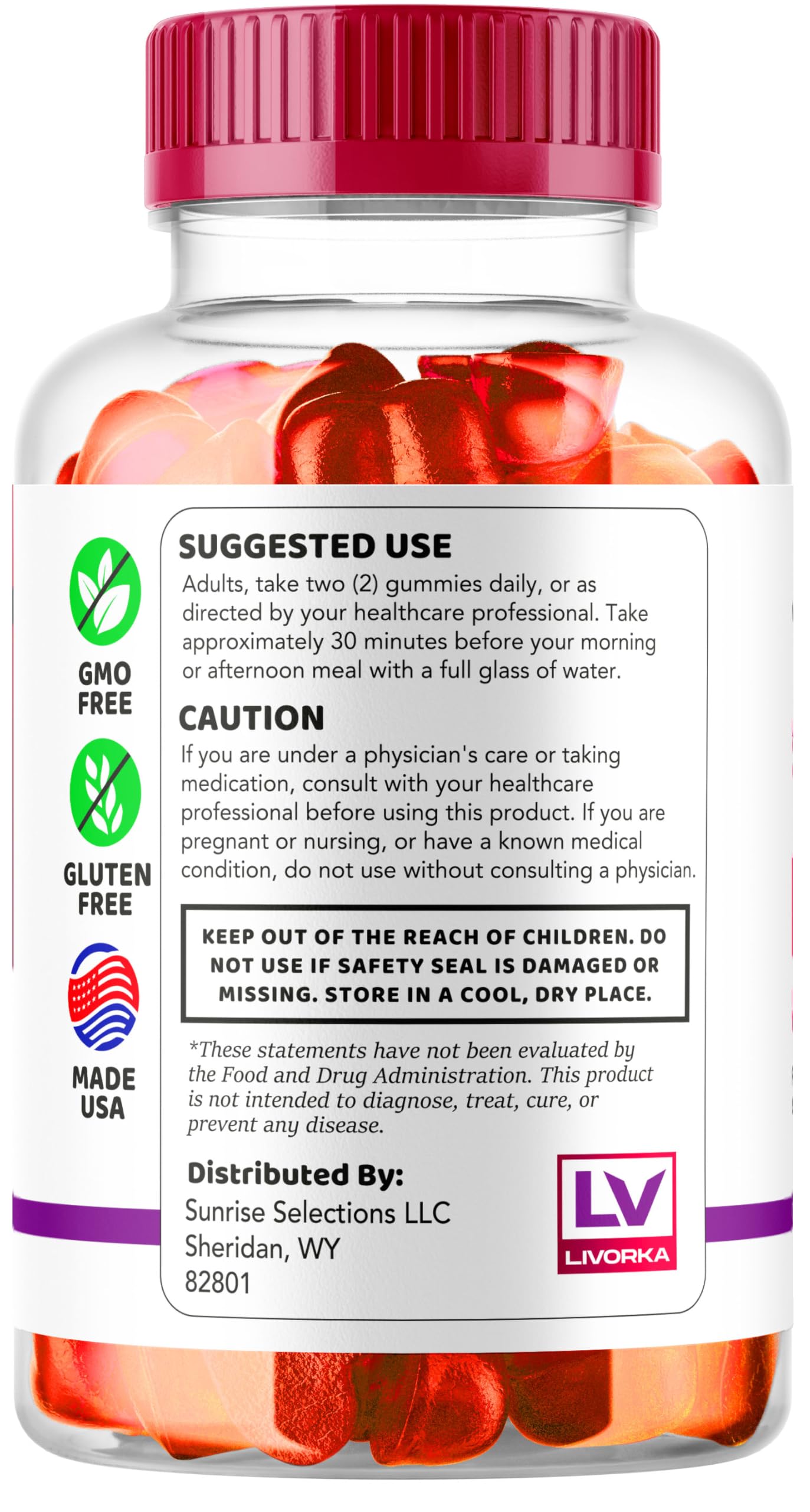 LIVORKA Premier Keto Plus ACV Gummies for Weight Loss, 180 Gummies