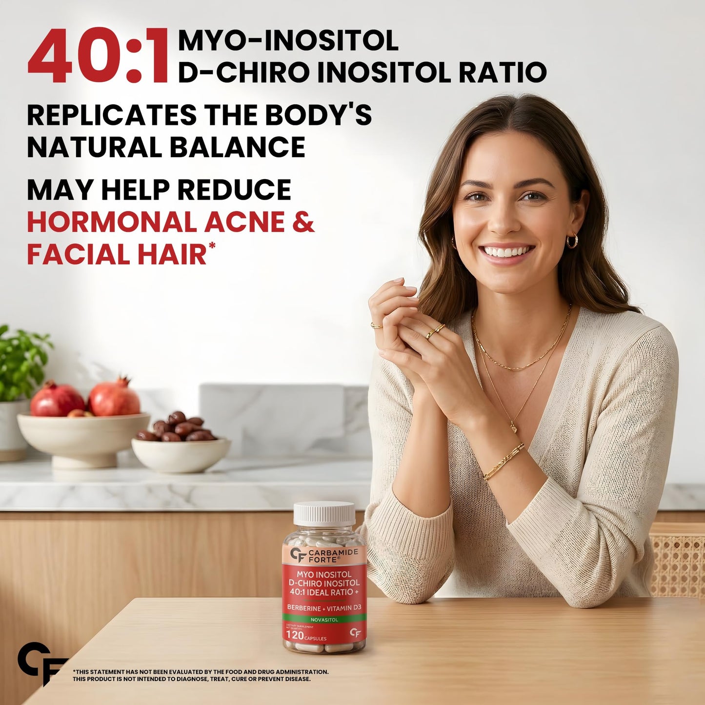 Carbamide Forte Myo Inositol & D Chiro Inositol Supplement, 120 Capsules