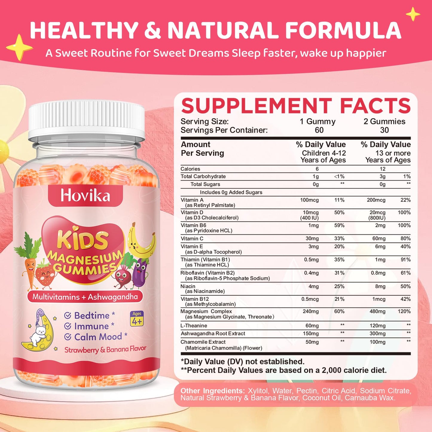 Hovika Kids Magnesium Gummies, 60 Count