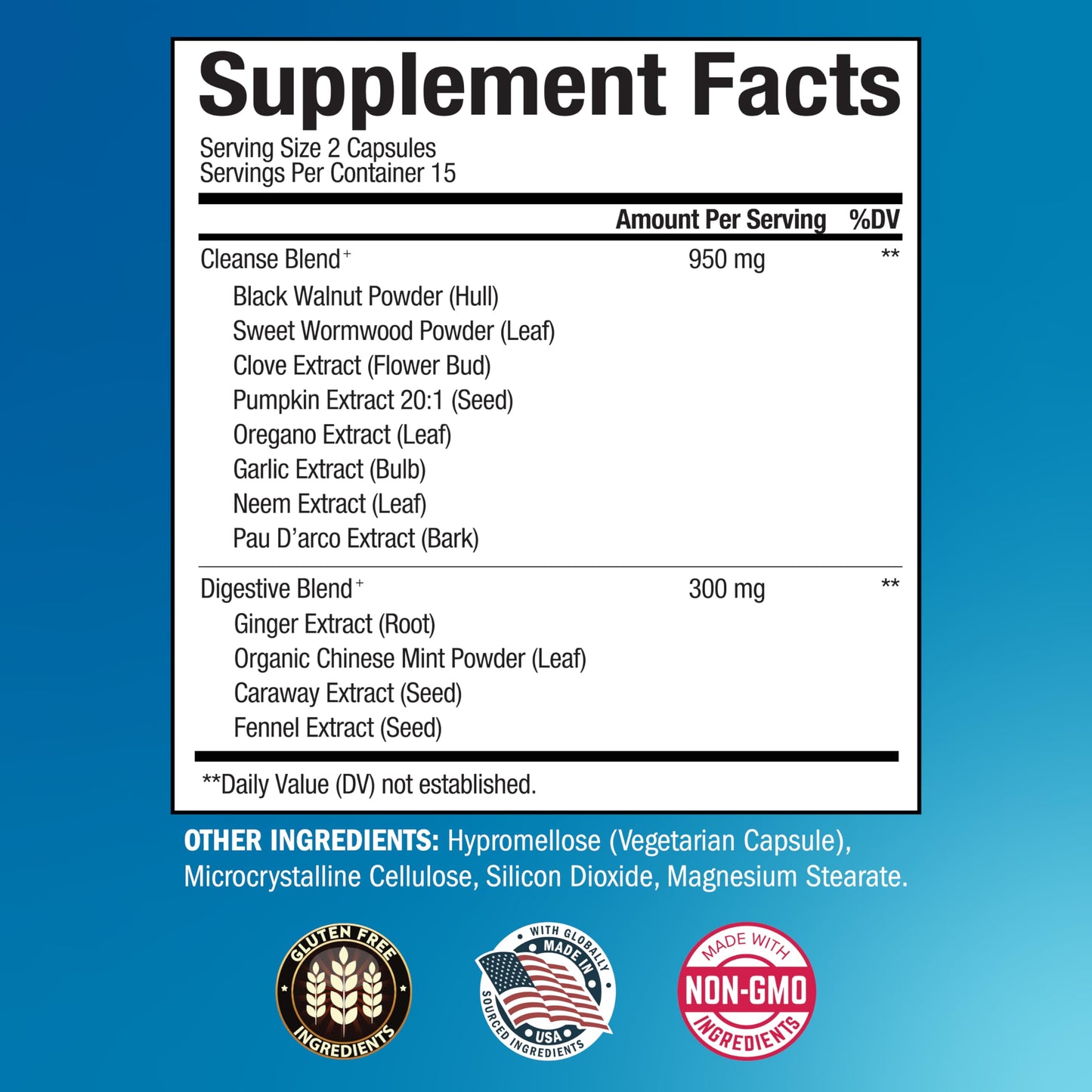 BioSchwartz Wormwood Black Walnut Clove Digestive Cleanse Supplement, 30 Capsules