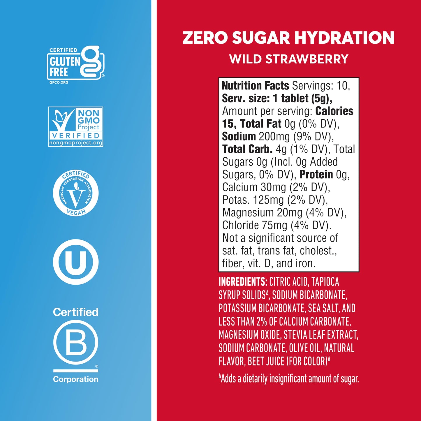 Nuun Zero Sugar Hydration Electrolyte Tablets, Wild Strawberry Flavor, 80 Tablets