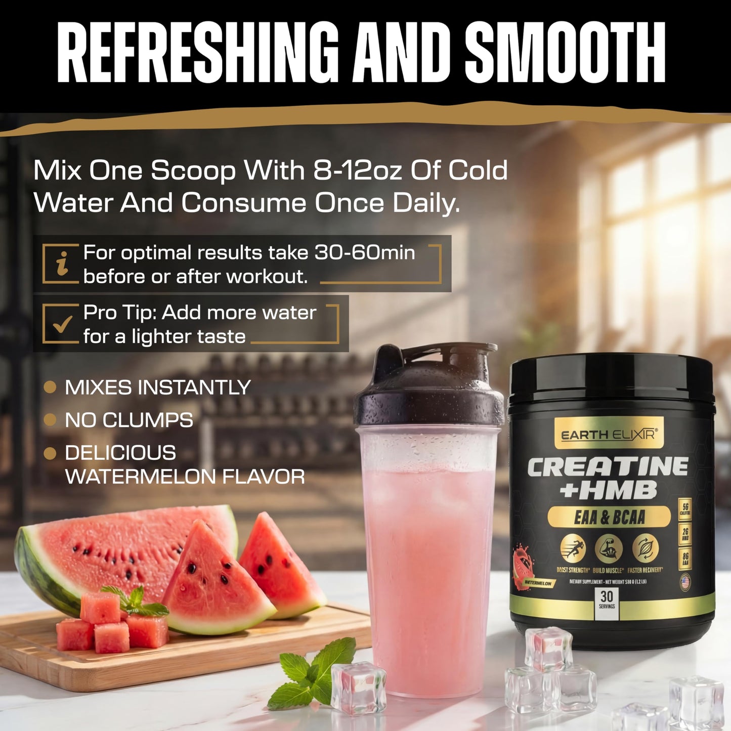 Earth Elixir Creatine HMB Supplements Powder 30