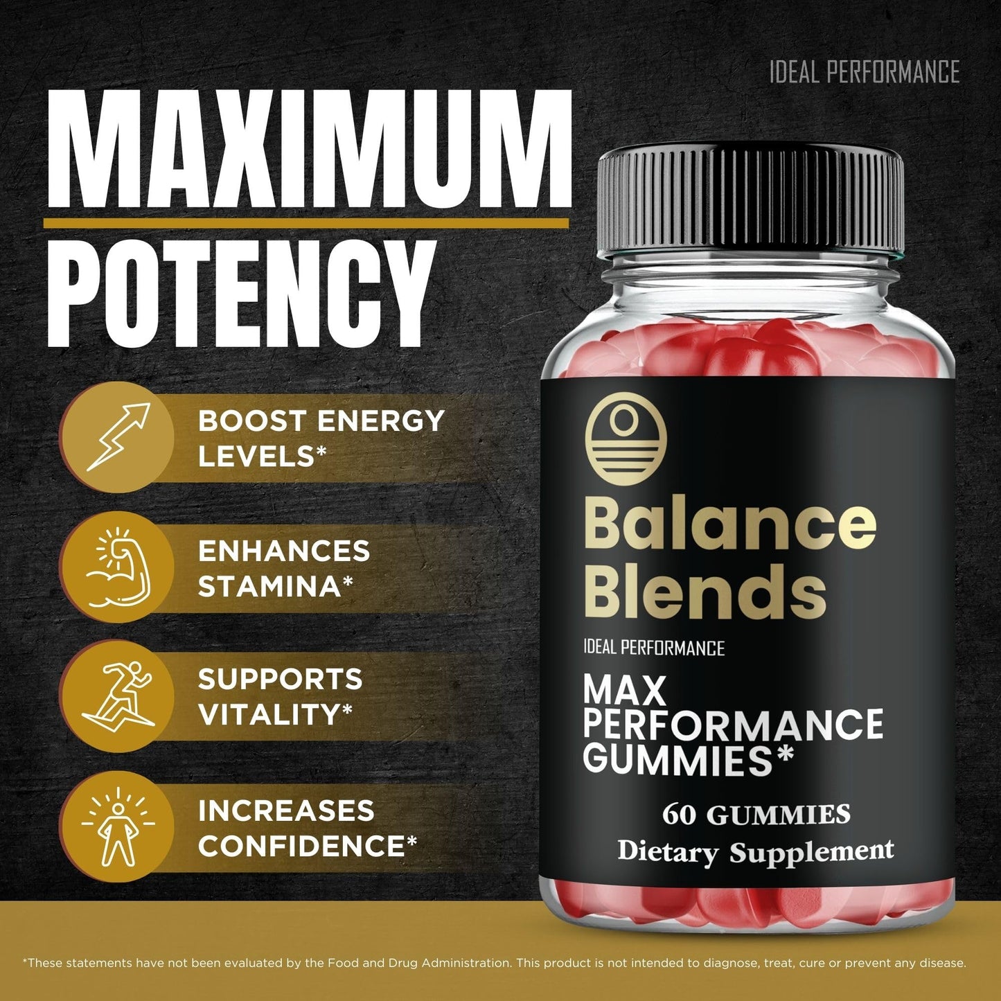 IDEAL PERFORMANCE Balance Blends Male Performance Gummies, 120 Gummies