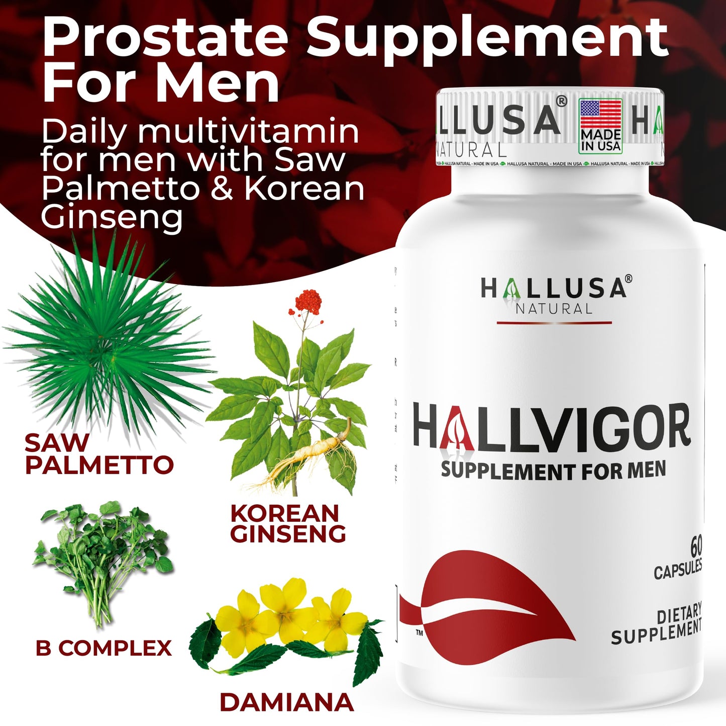 HALLVIGOR Men’s Daily Multivitamin, 60 Capsules
