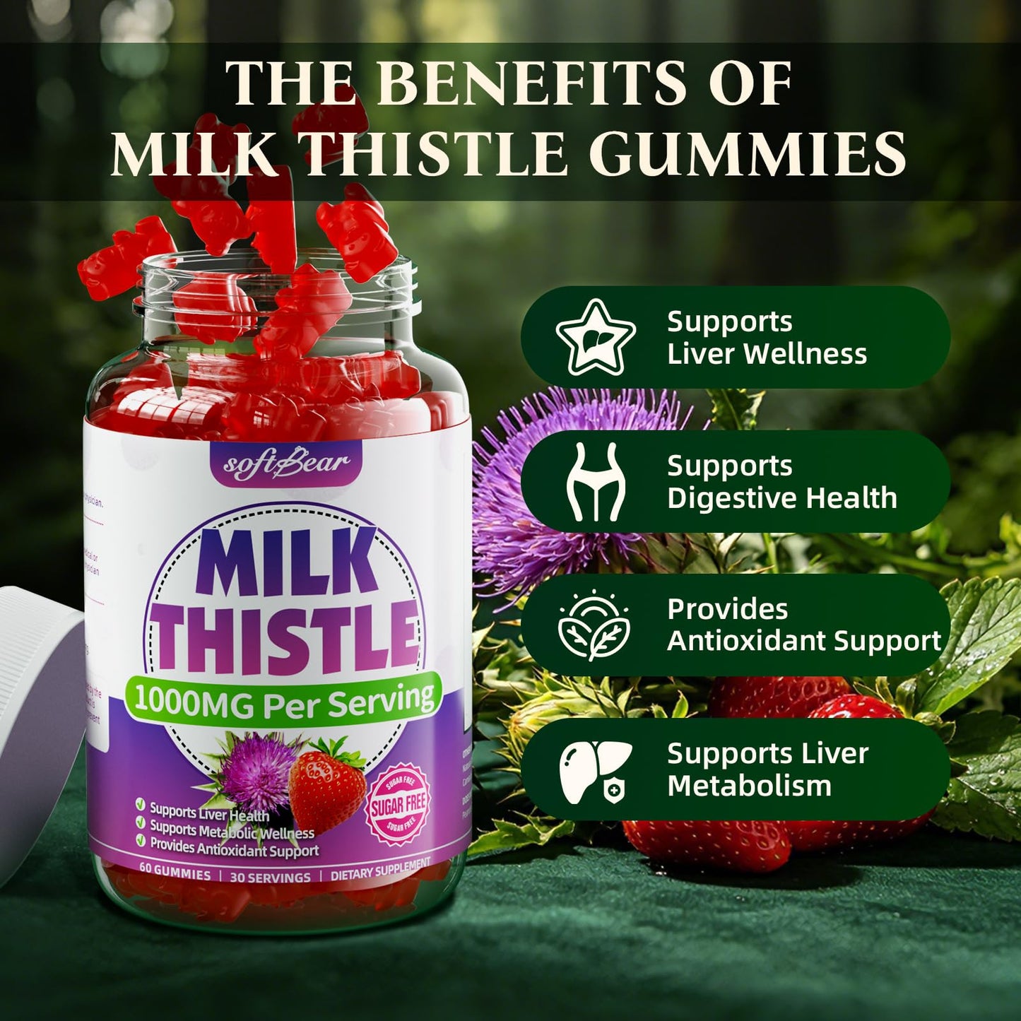 Softbear Milk Thistle Gummies 60 Count