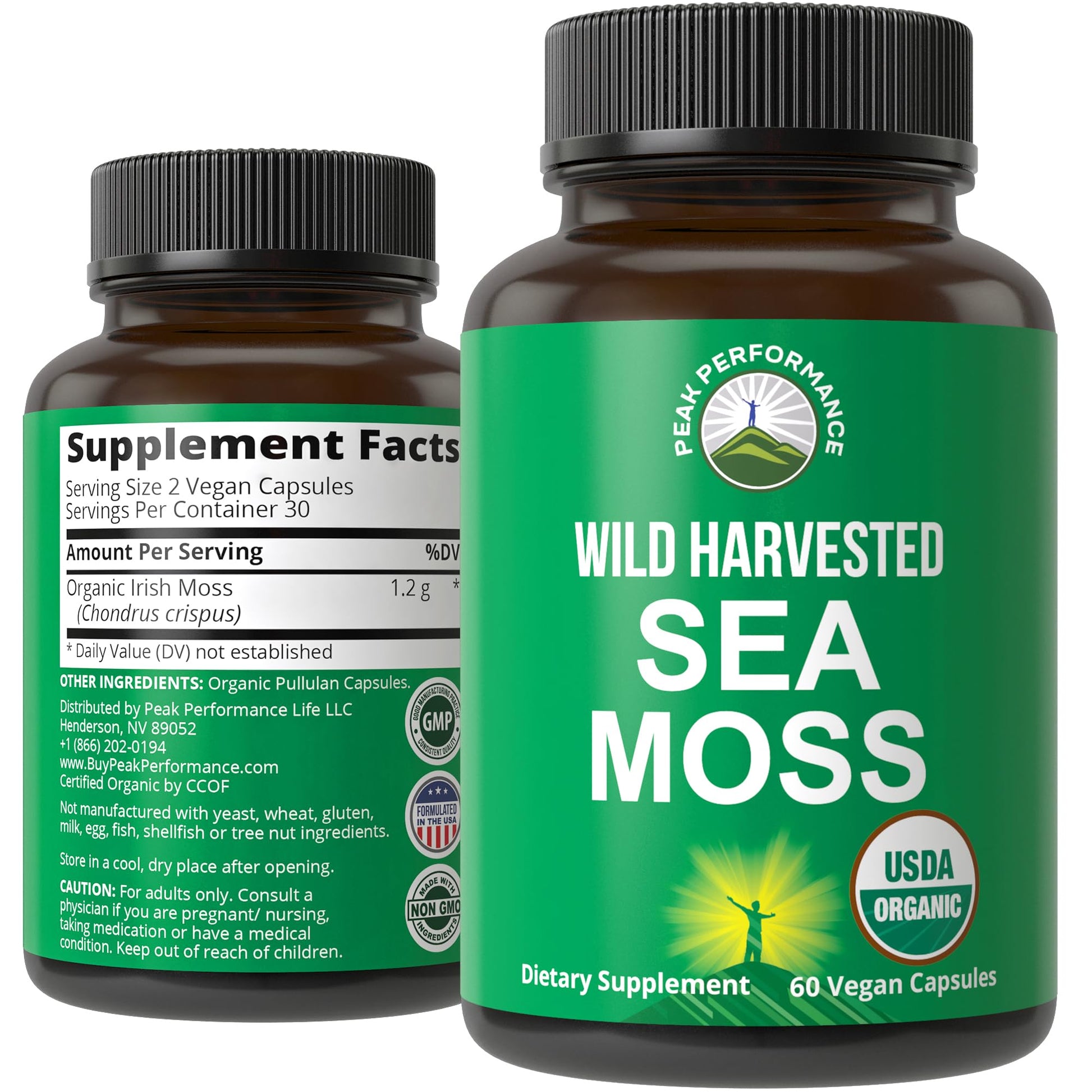 Peak Performance Organic Sea Moss Capsules, 60 Capsules