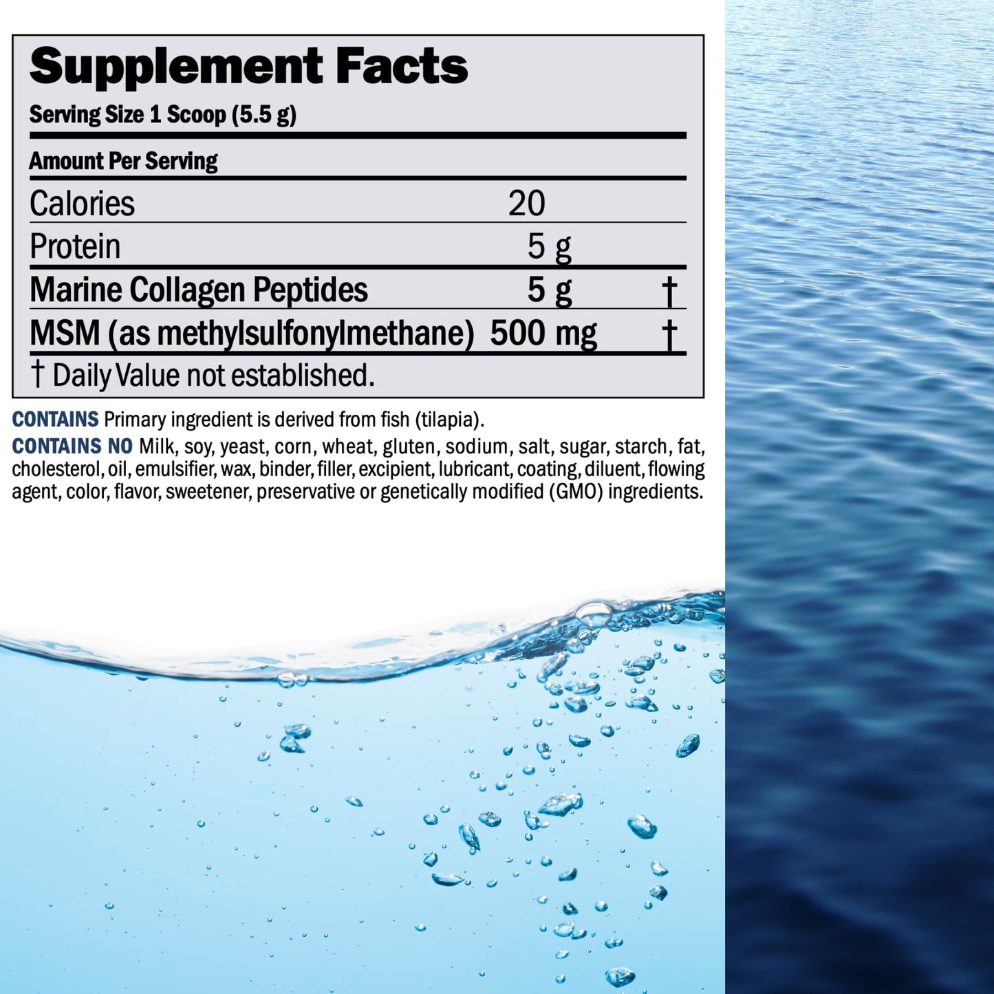 ANDREW LESSMAN Marine Collagen Peptides Powder and MSM, 60 Servings