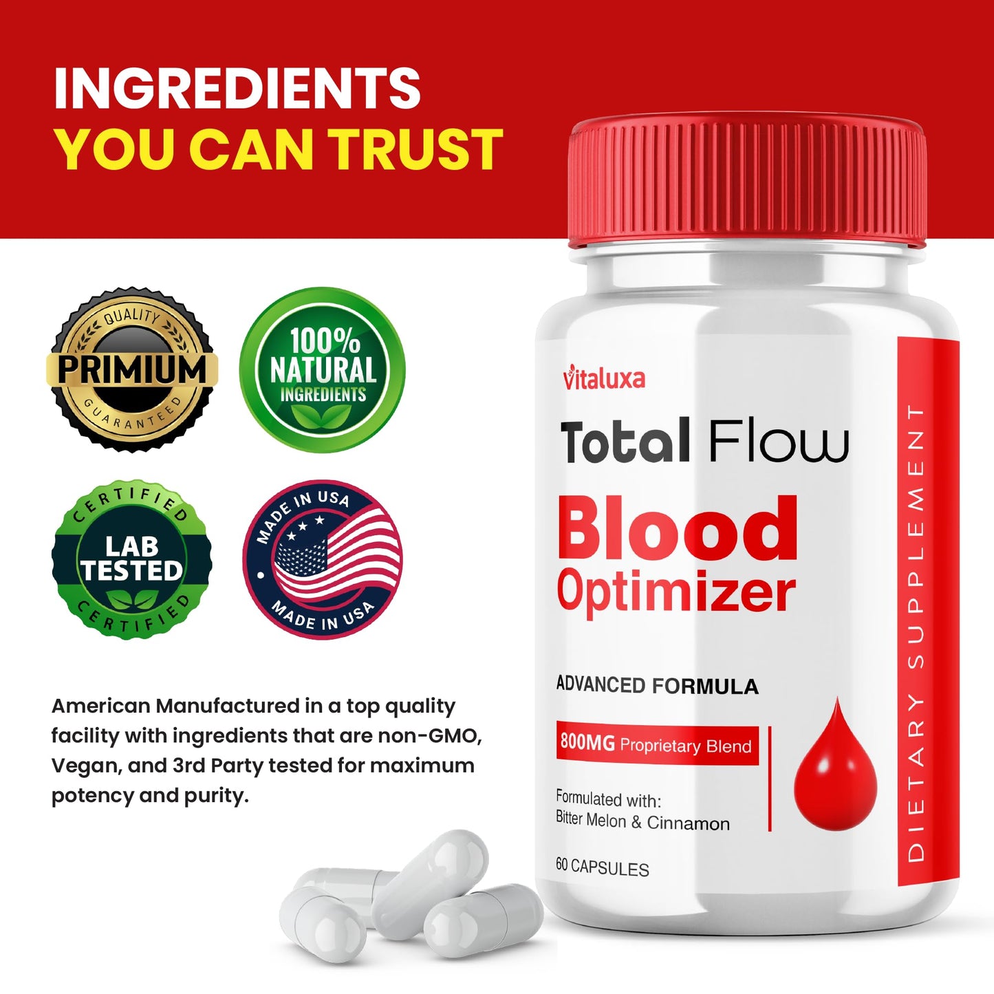 Vitaluxa Total Flow Blood Balance Blood Support Capsules 120 Count