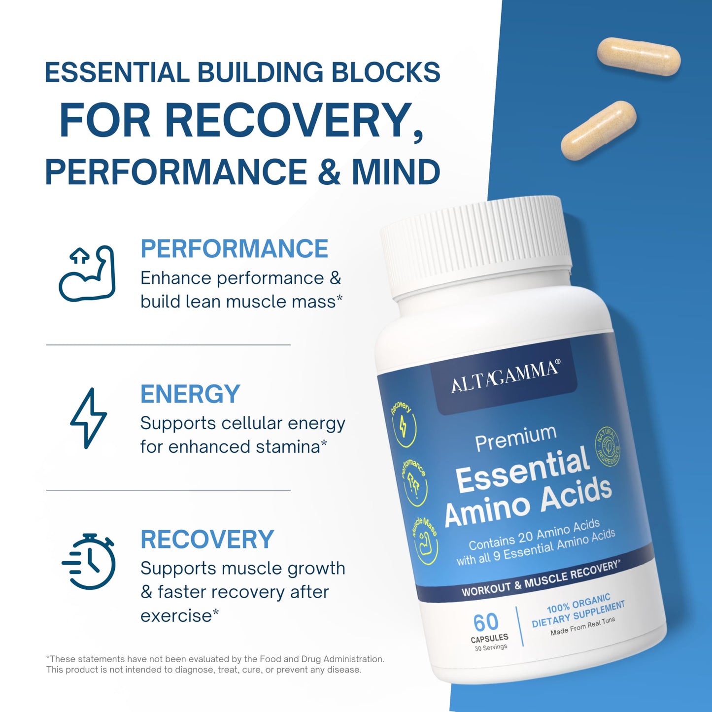 ALTAGAMMA Pure Amino Acids Complex Capsules 60 Capsules