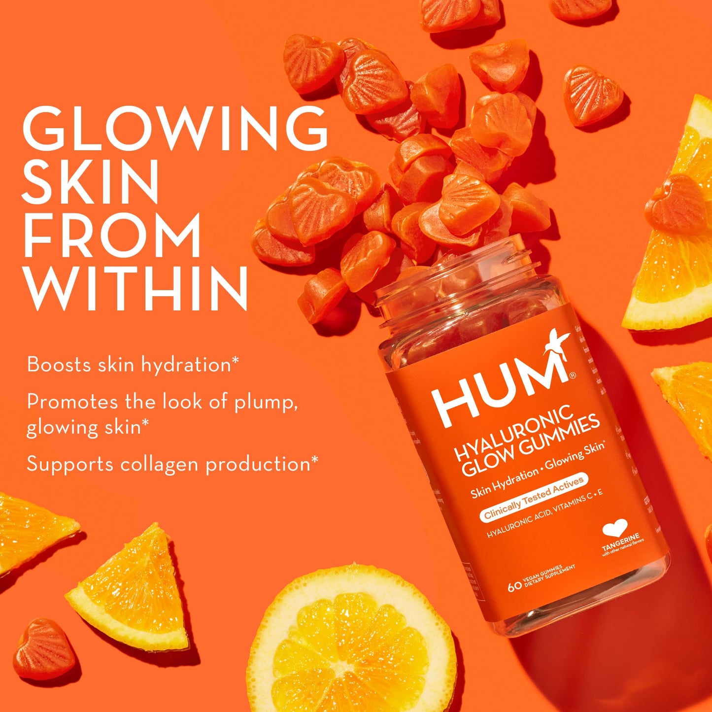HUM Hyaluronic Glow Hydrating Skin Care Supplement 60 Gummies