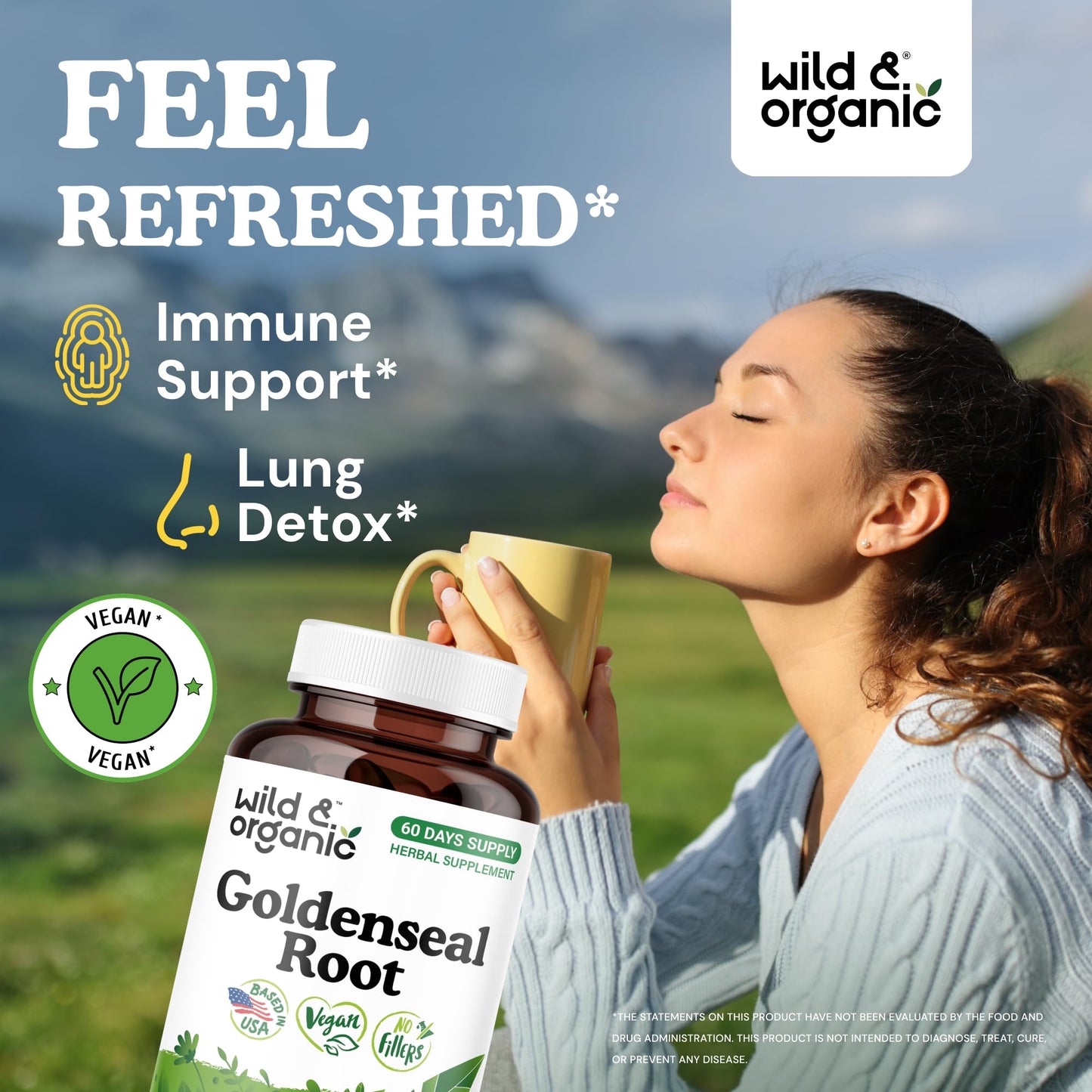 Wild & Organic Goldenseal Root Capsules 1000mg, Capsules, 120 Count