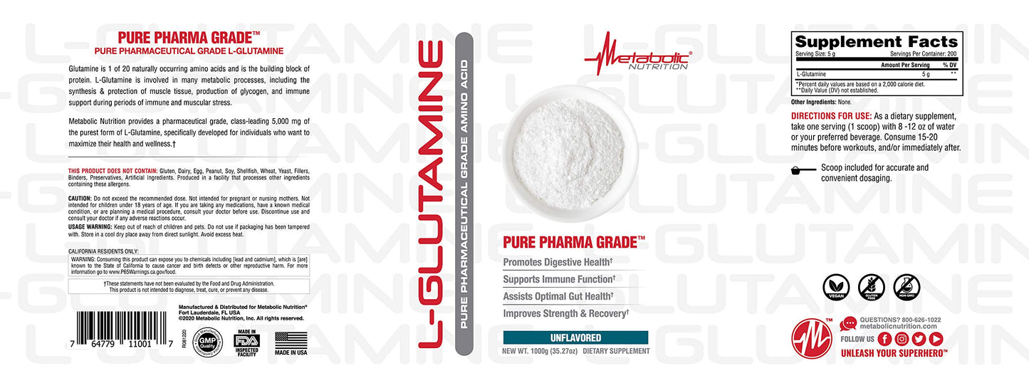 Metabolic Nutrition Glutamine Capsule 1000 Count