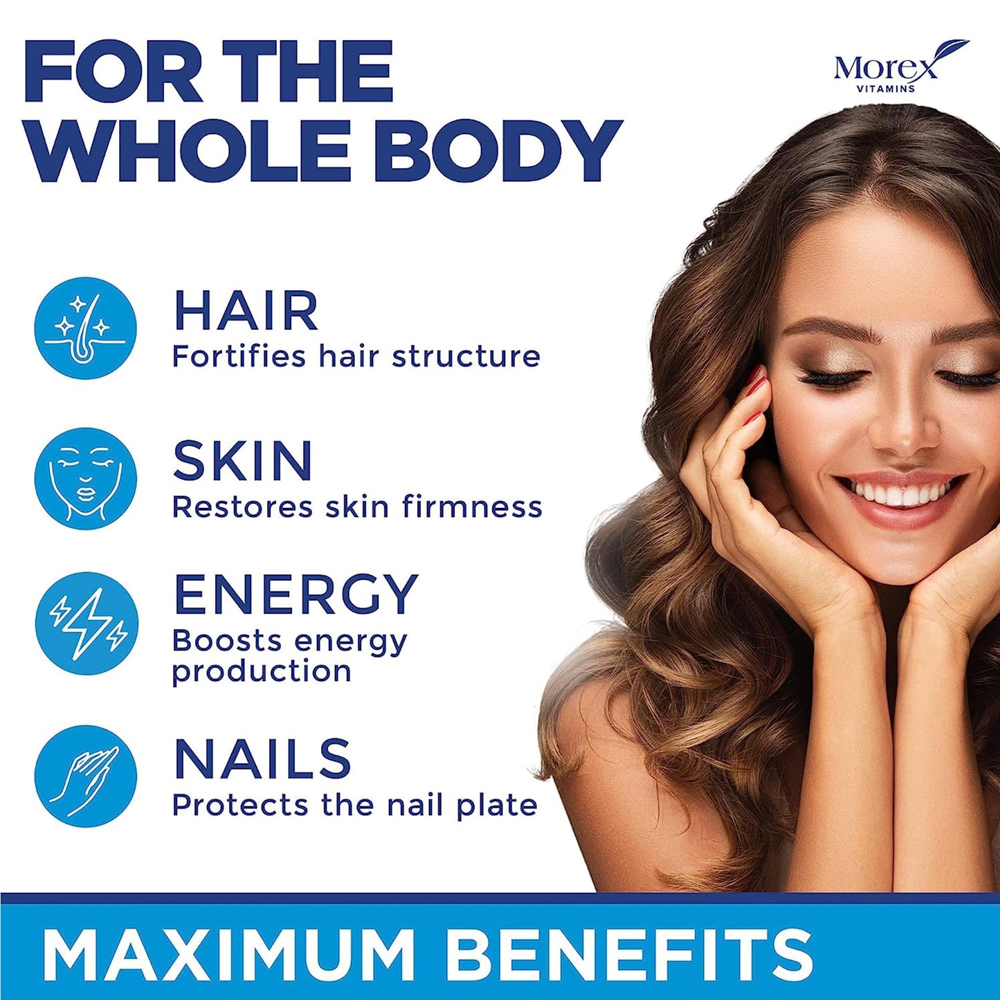 MOREX VITAMINS Biotin Collagen Keratin Supplement with Hyaluronic Acid - 25,000 mcg Capsule, 60 Count