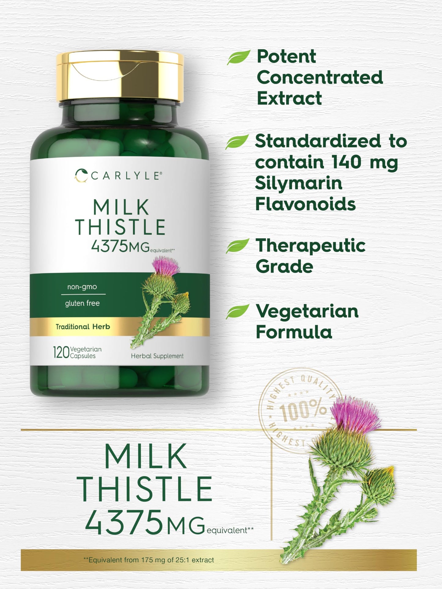 Carlyle Milk Thistle Supplement 120 Capsules