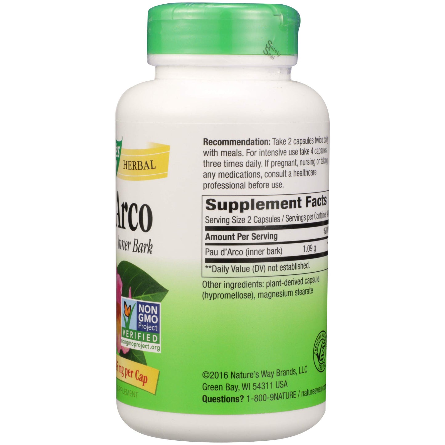 Nature's Way Pau D'Arco Inner Bark 545 mg Capsules 180 Count