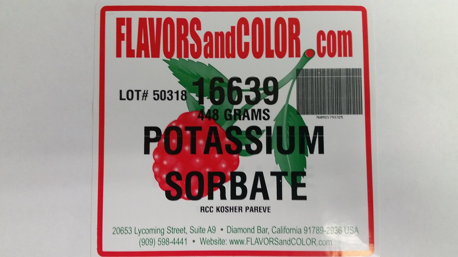 FLAVORSandCOLOR.com Potassium Sorbate Kosher Powder 15.8 oz (Pack of 1)